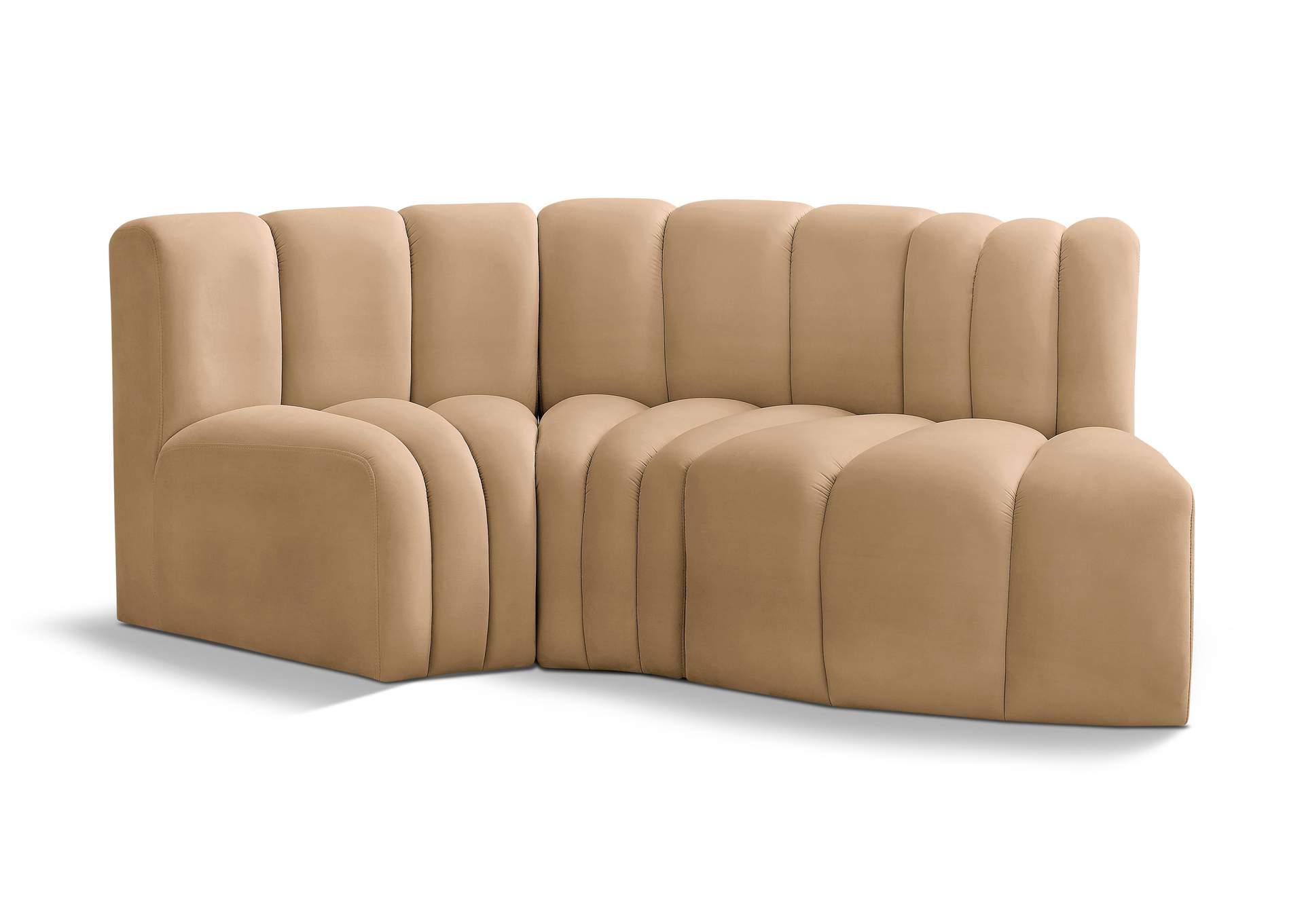 Arc Camel Velvet Modular Sofa,Meridian Furniture