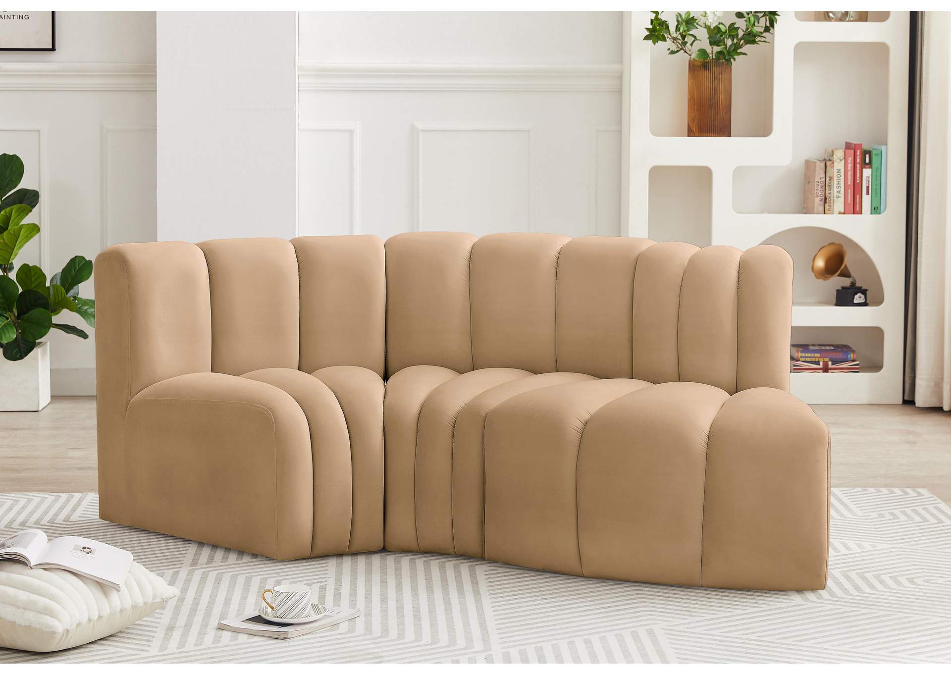 Arc Camel Velvet Modular Sofa,Meridian Furniture