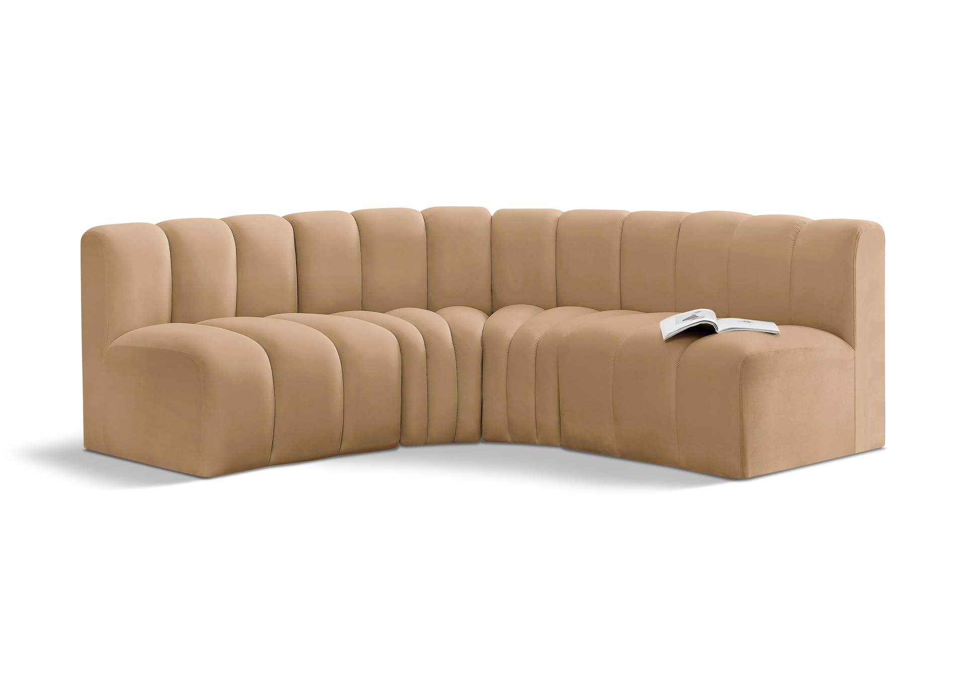 Arc Camel Velvet Modular Sofa,Meridian Furniture