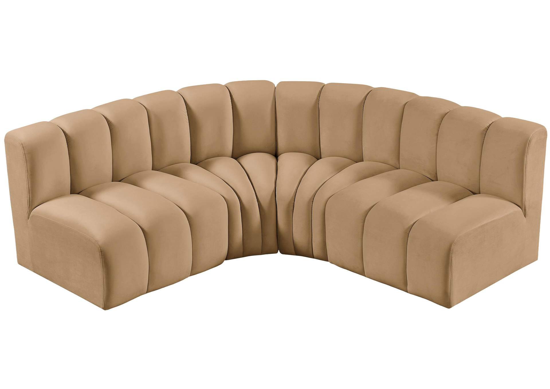 Arc Camel Velvet Modular Sofa,Meridian Furniture