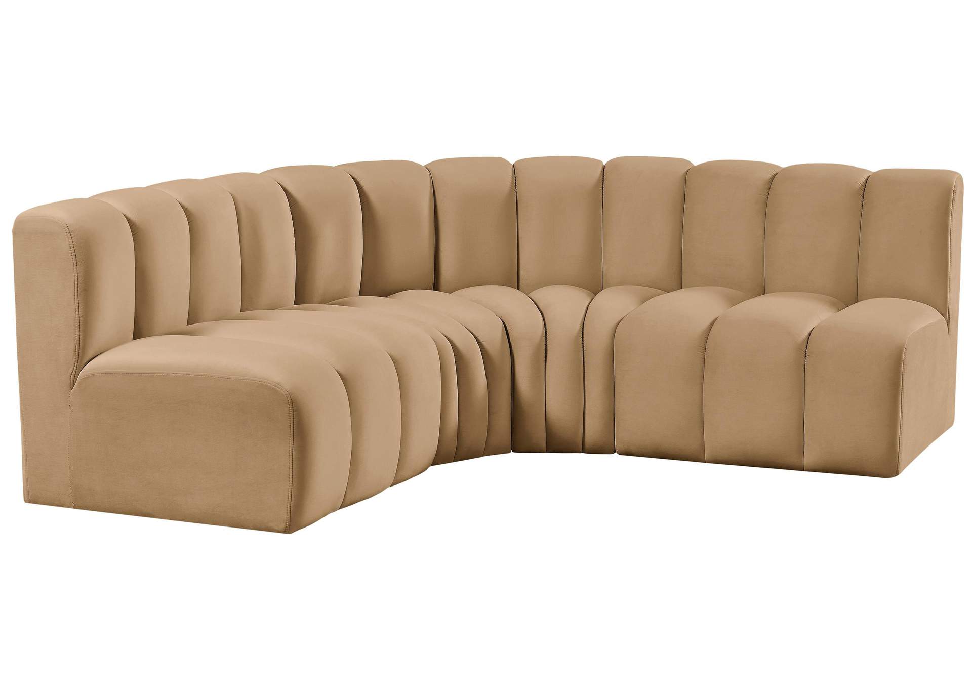 Arc Camel Velvet Modular Sofa,Meridian Furniture