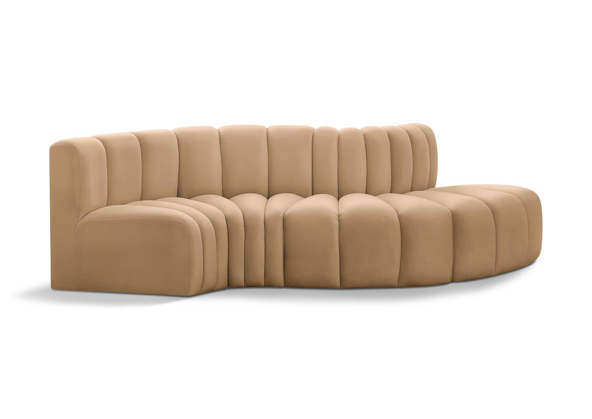 Arc Camel Velvet Modular Sofa,Meridian Furniture