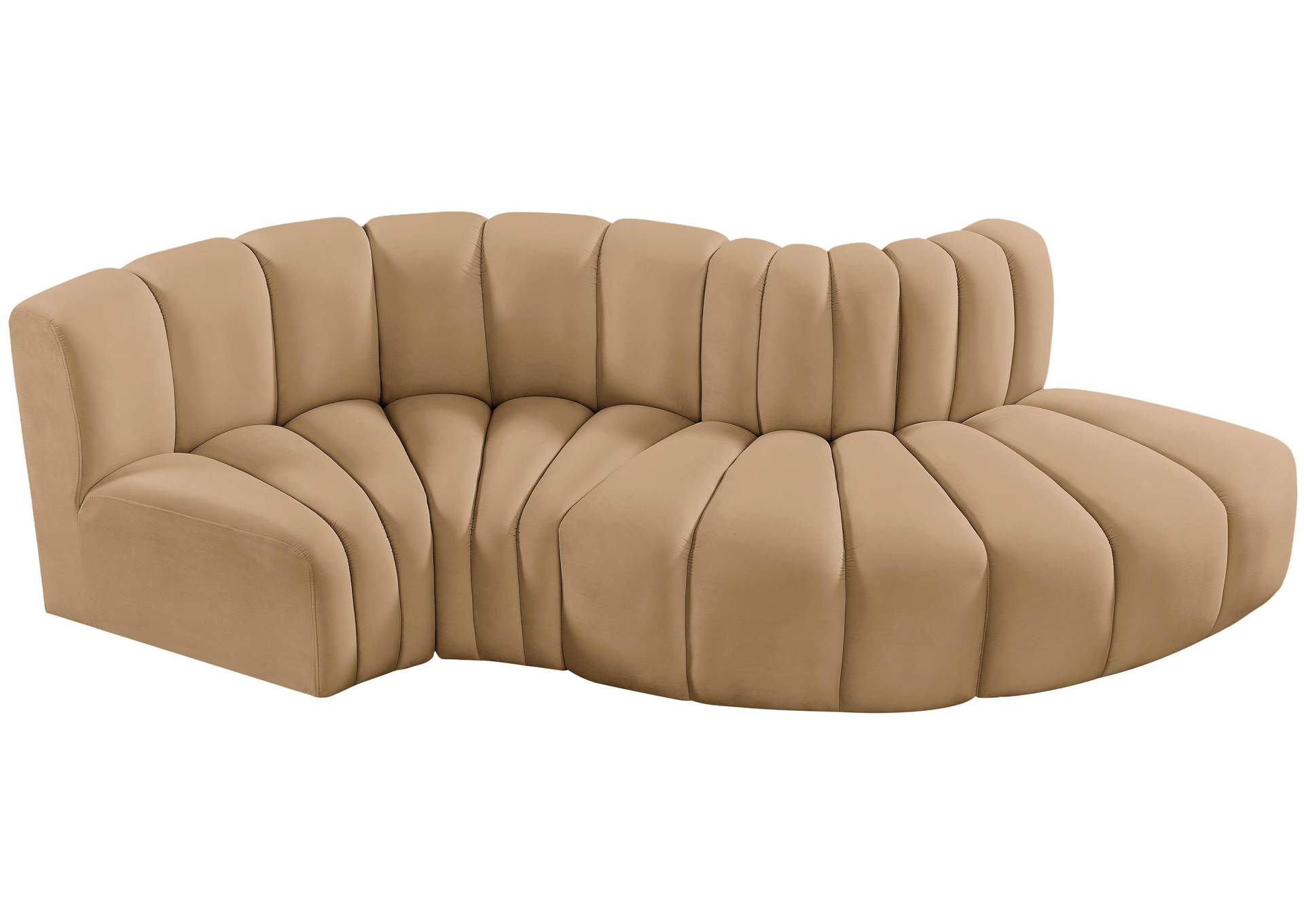 Arc Camel Velvet Modular Sofa,Meridian Furniture