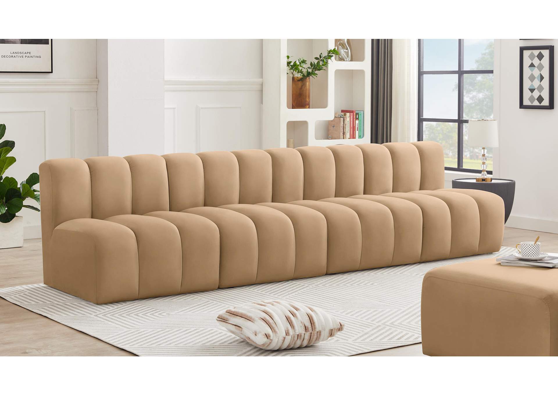 Arc Camel Velvet Modular Sofa,Meridian Furniture