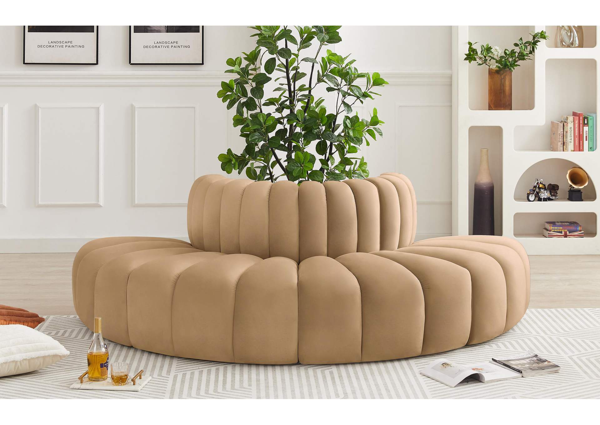 Arc Camel Velvet Modular Sofa,Meridian Furniture