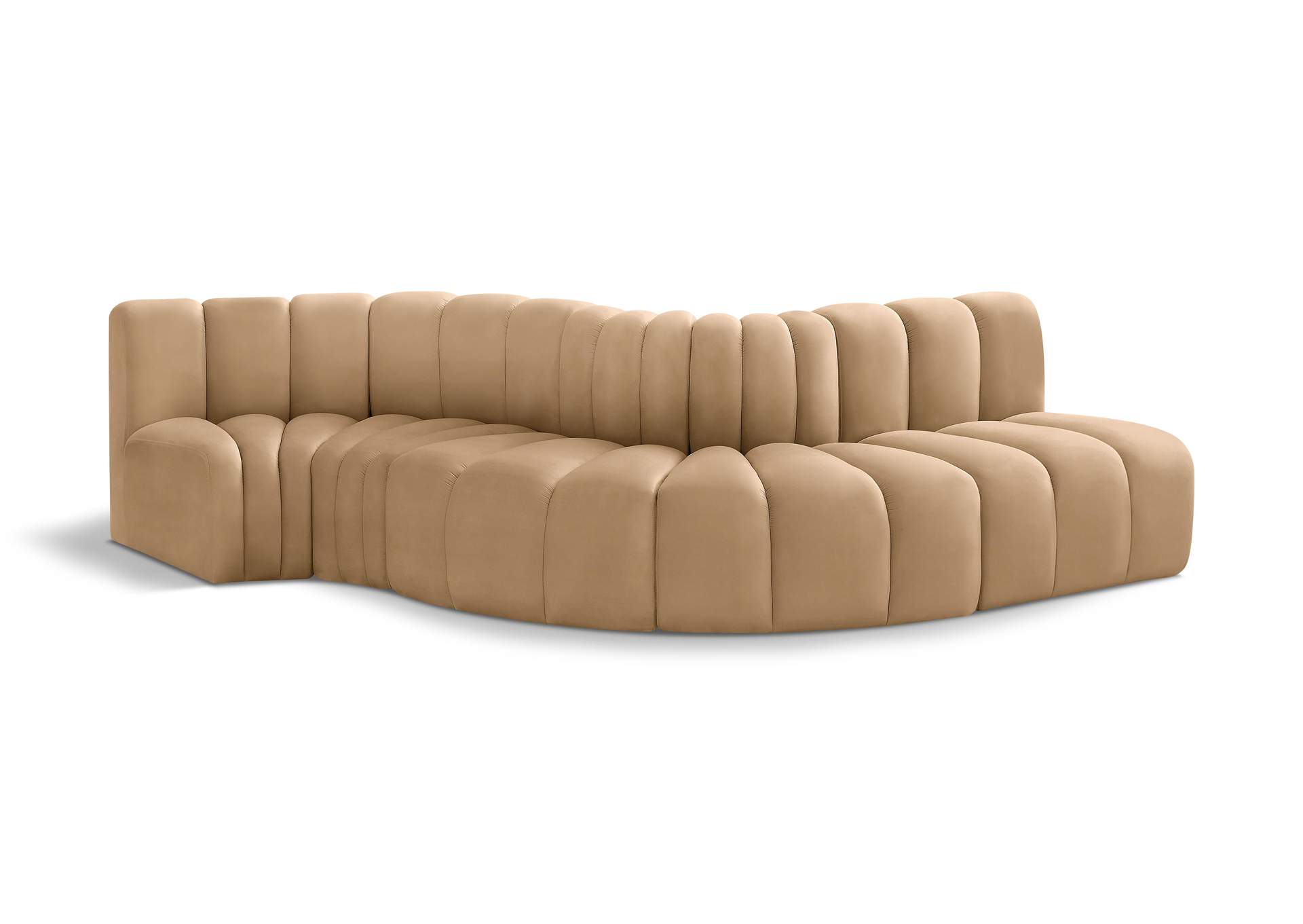 Arc Camel Velvet Modular Sofa,Meridian Furniture