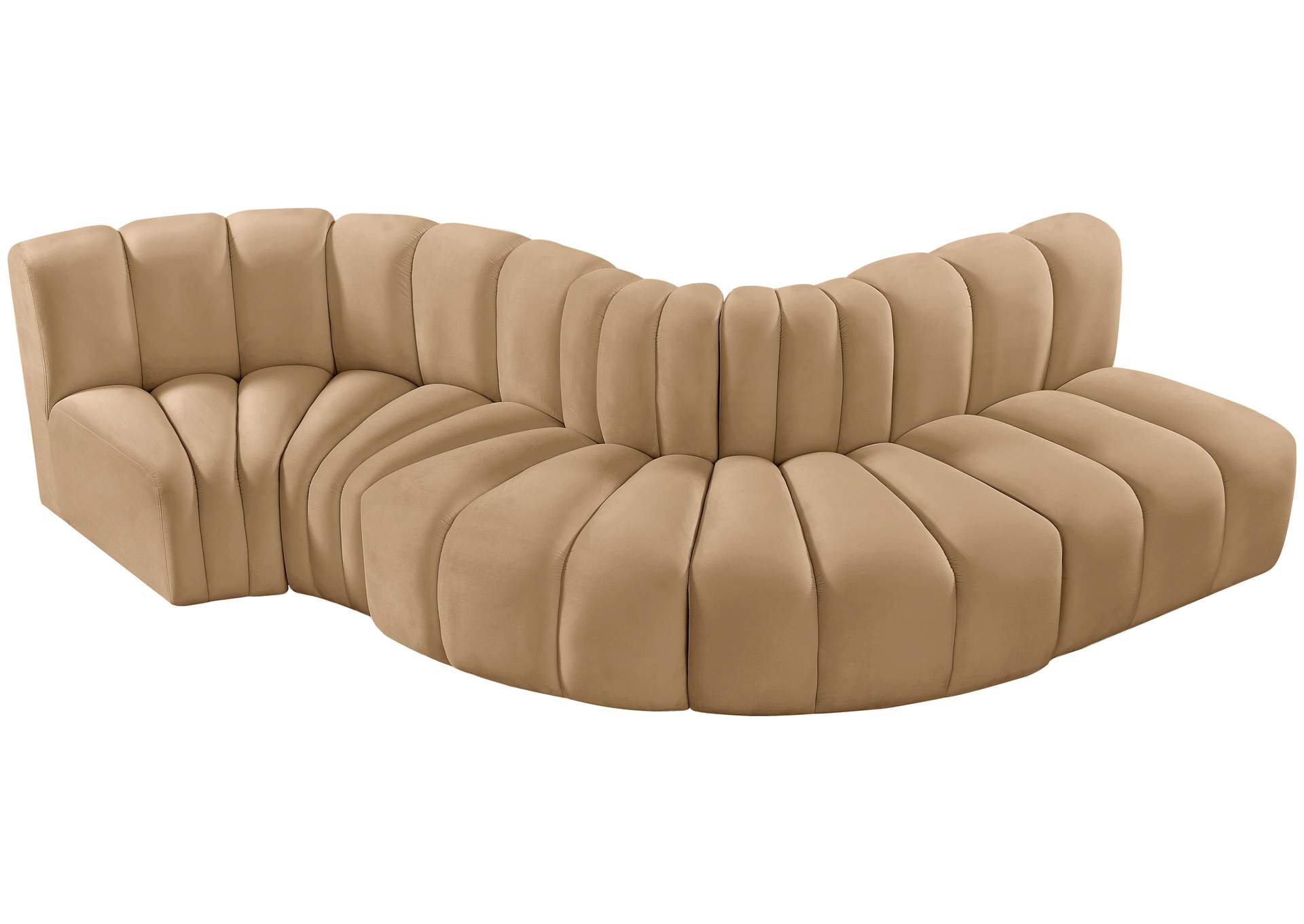 Arc Camel Velvet Modular Sofa,Meridian Furniture