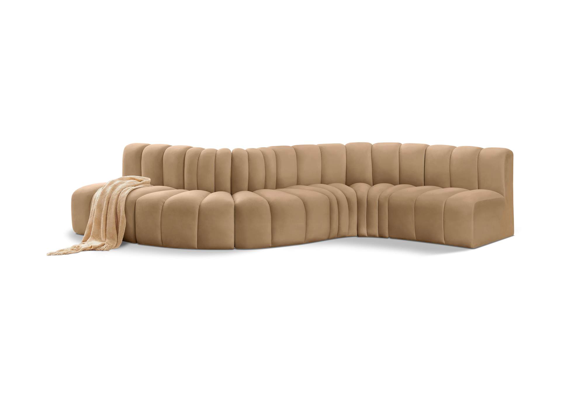 Arc Camel Velvet Modular Sofa,Meridian Furniture