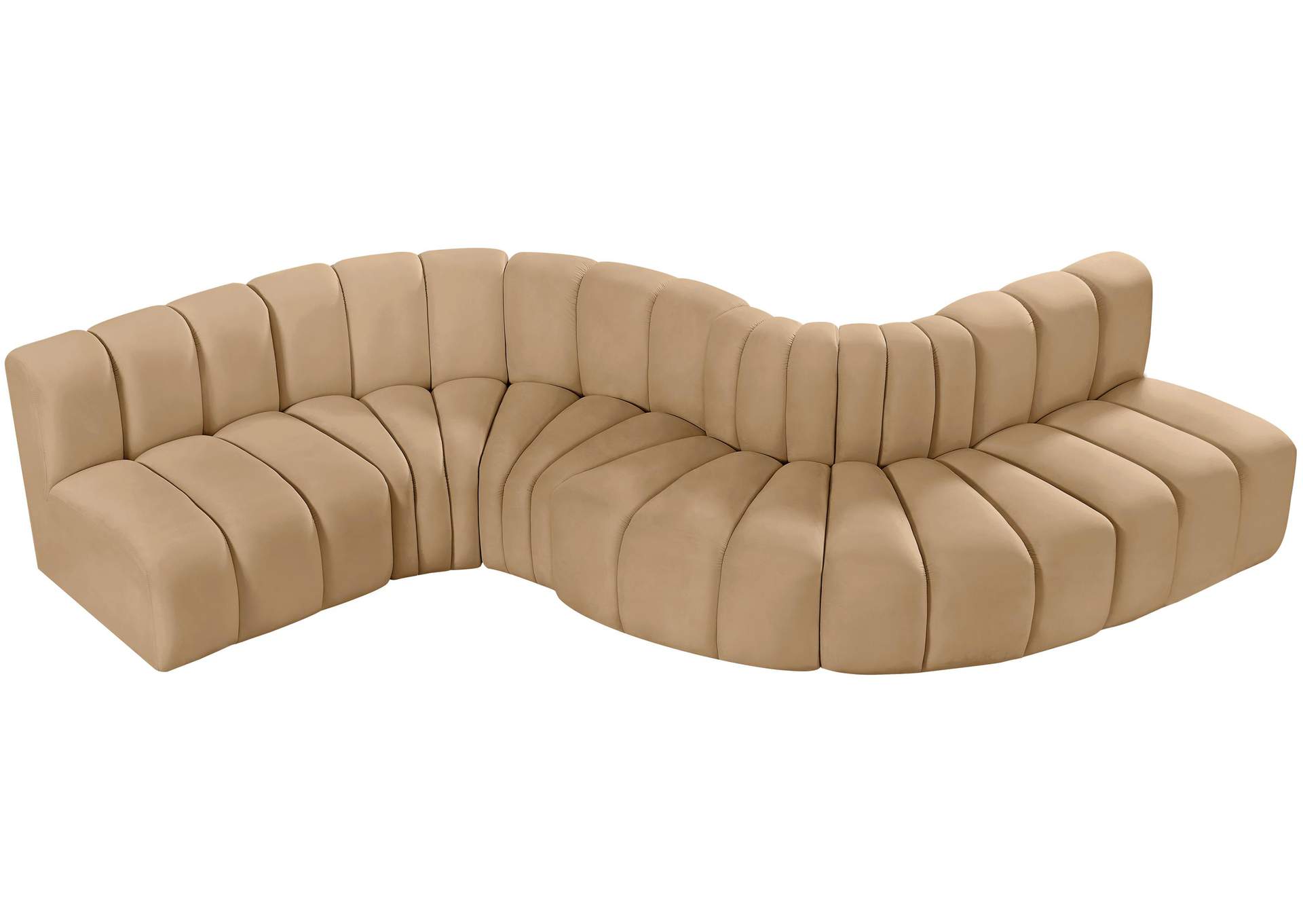 Arc Camel Velvet Modular Sofa,Meridian Furniture