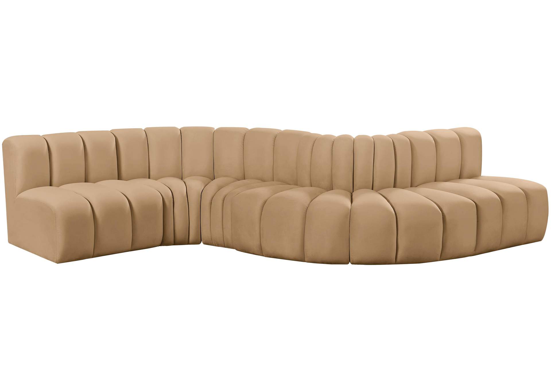 Arc Camel Velvet Modular Sofa,Meridian Furniture