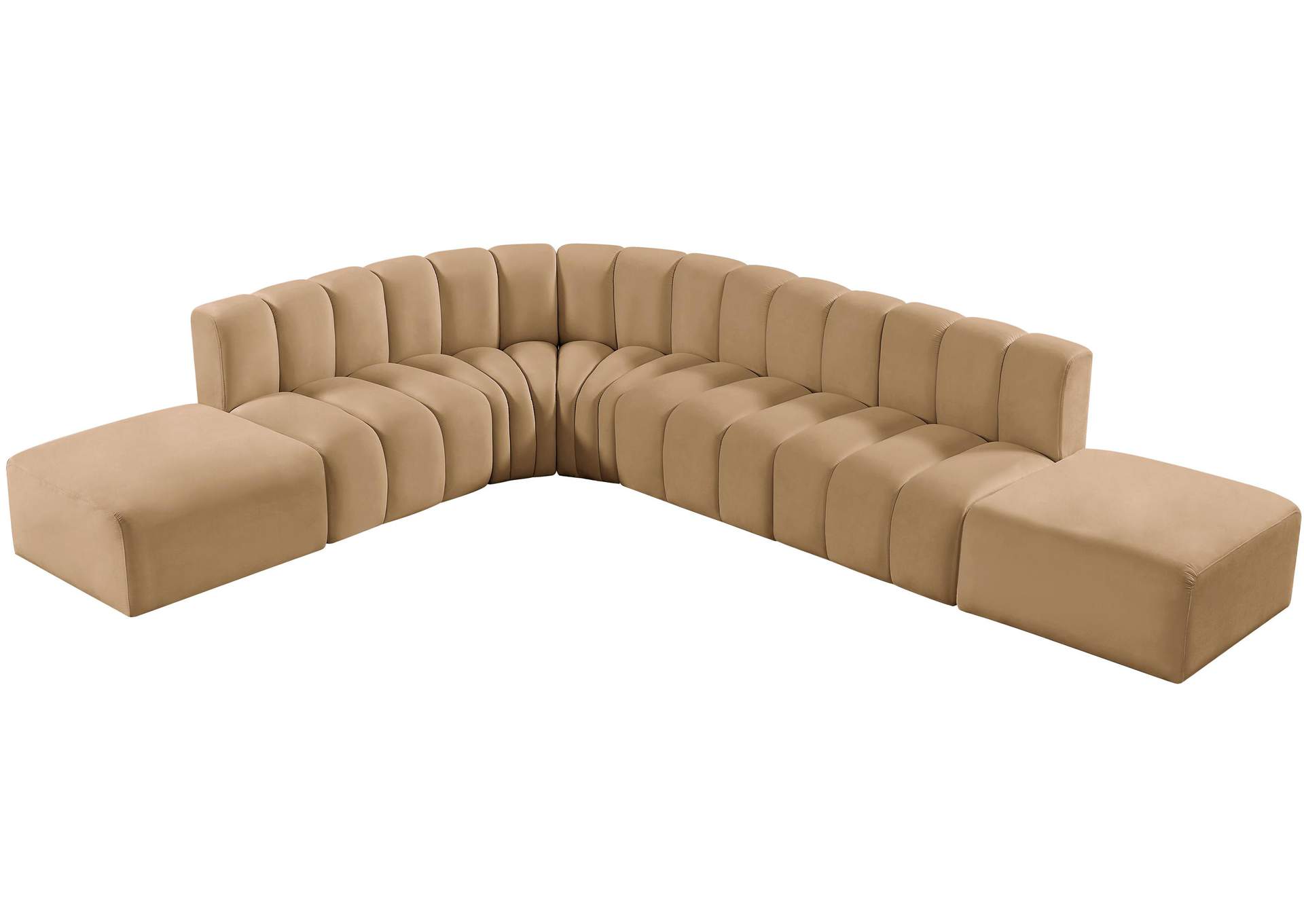 Arc Camel Velvet Modular Sofa,Meridian Furniture