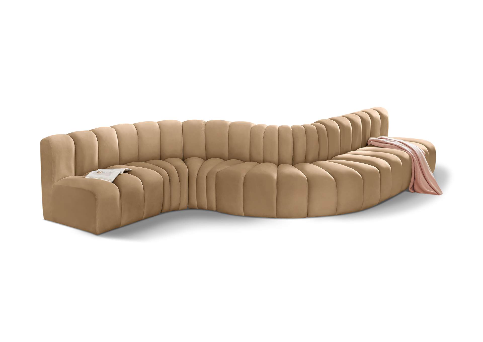 Arc Camel Velvet Modular Sofa,Meridian Furniture