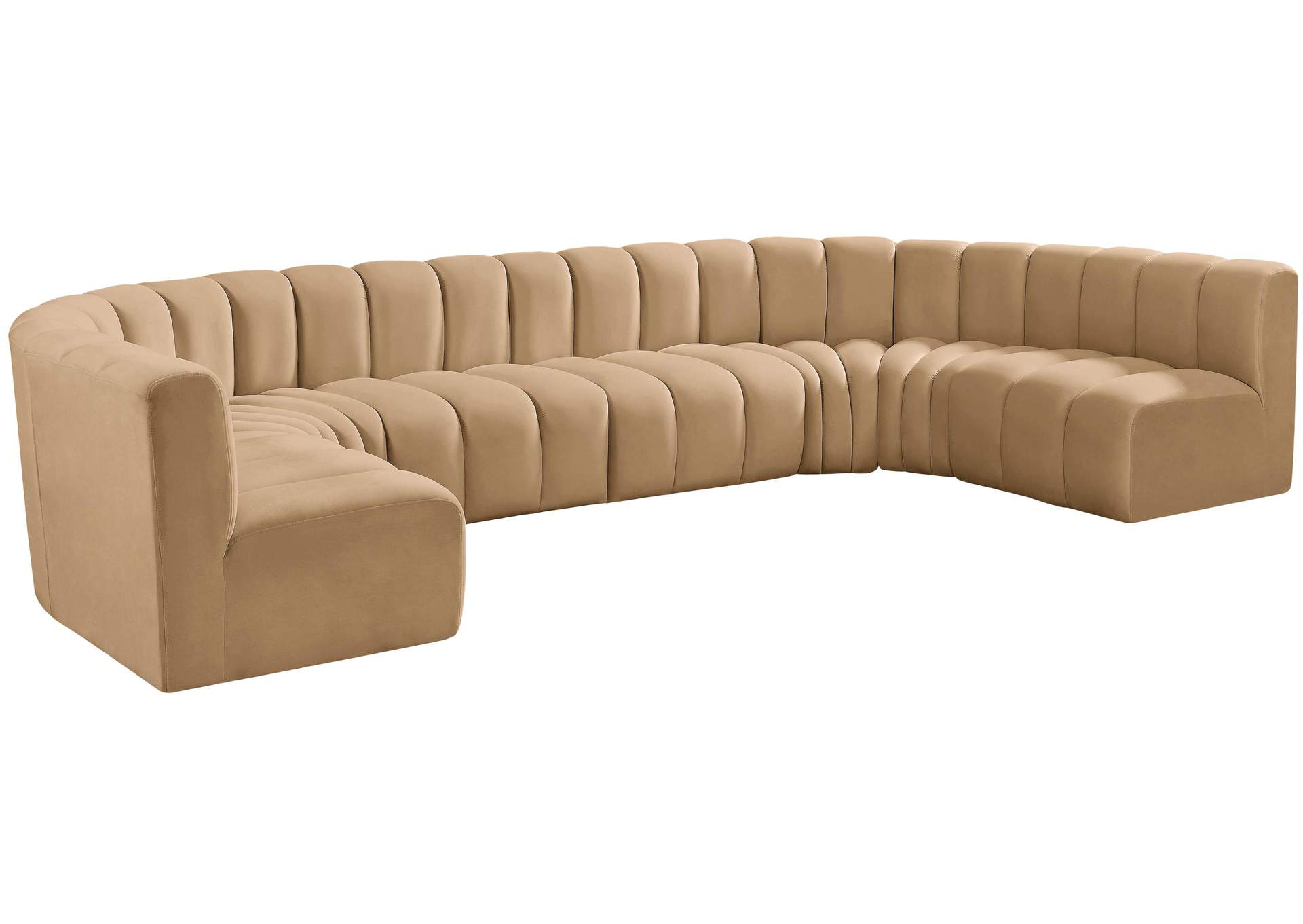 Arc Camel Velvet Modular Sofa,Meridian Furniture