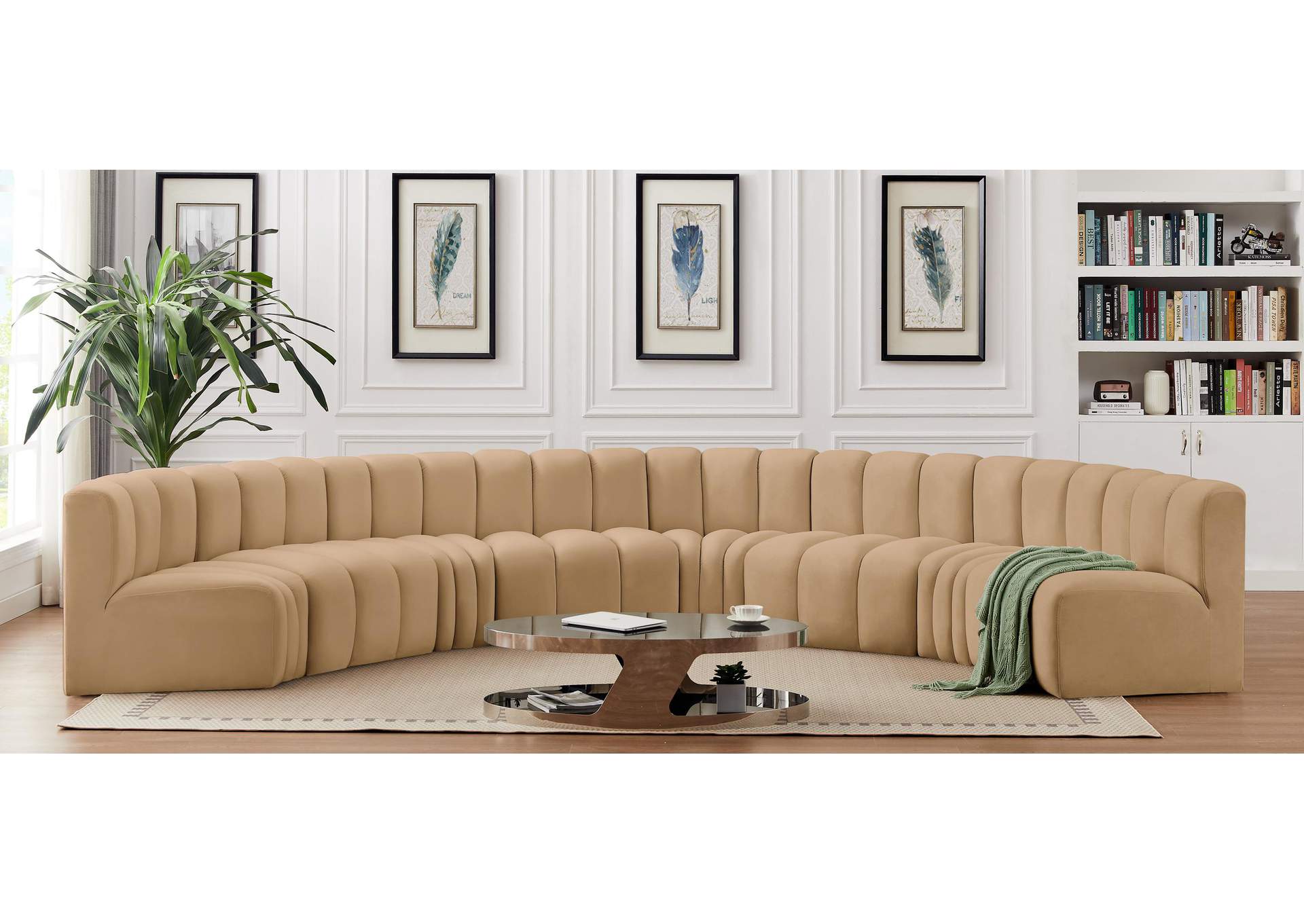 Arc Camel Velvet Modular Sofa,Meridian Furniture