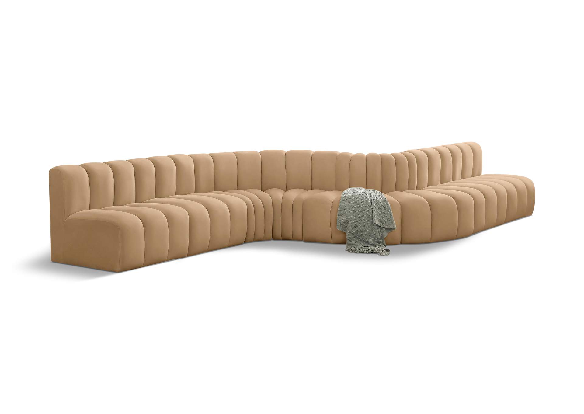 Arc Camel Velvet Modular Sofa,Meridian Furniture