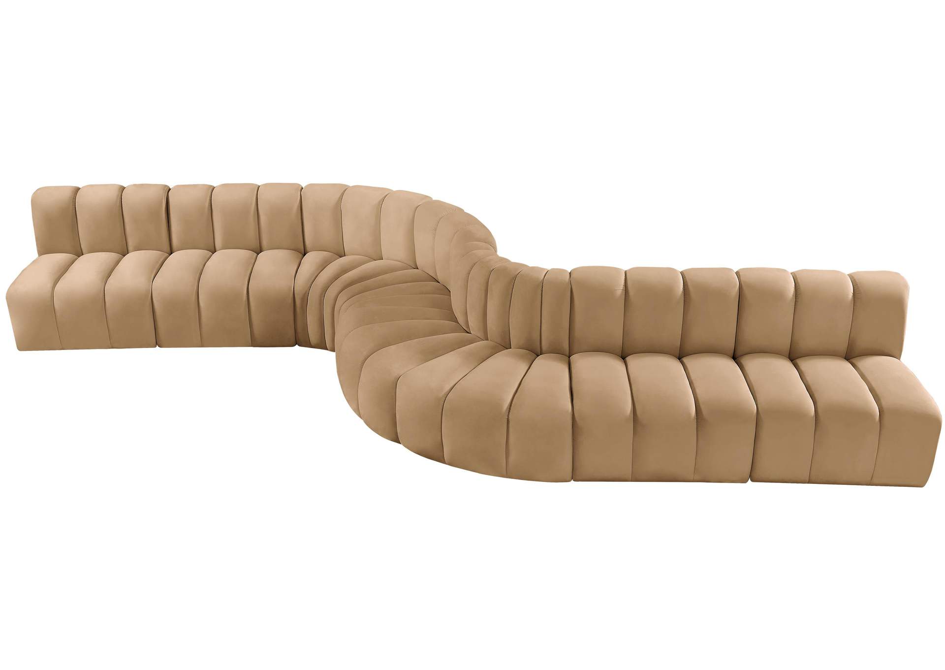 Arc Camel Velvet Modular Sofa,Meridian Furniture