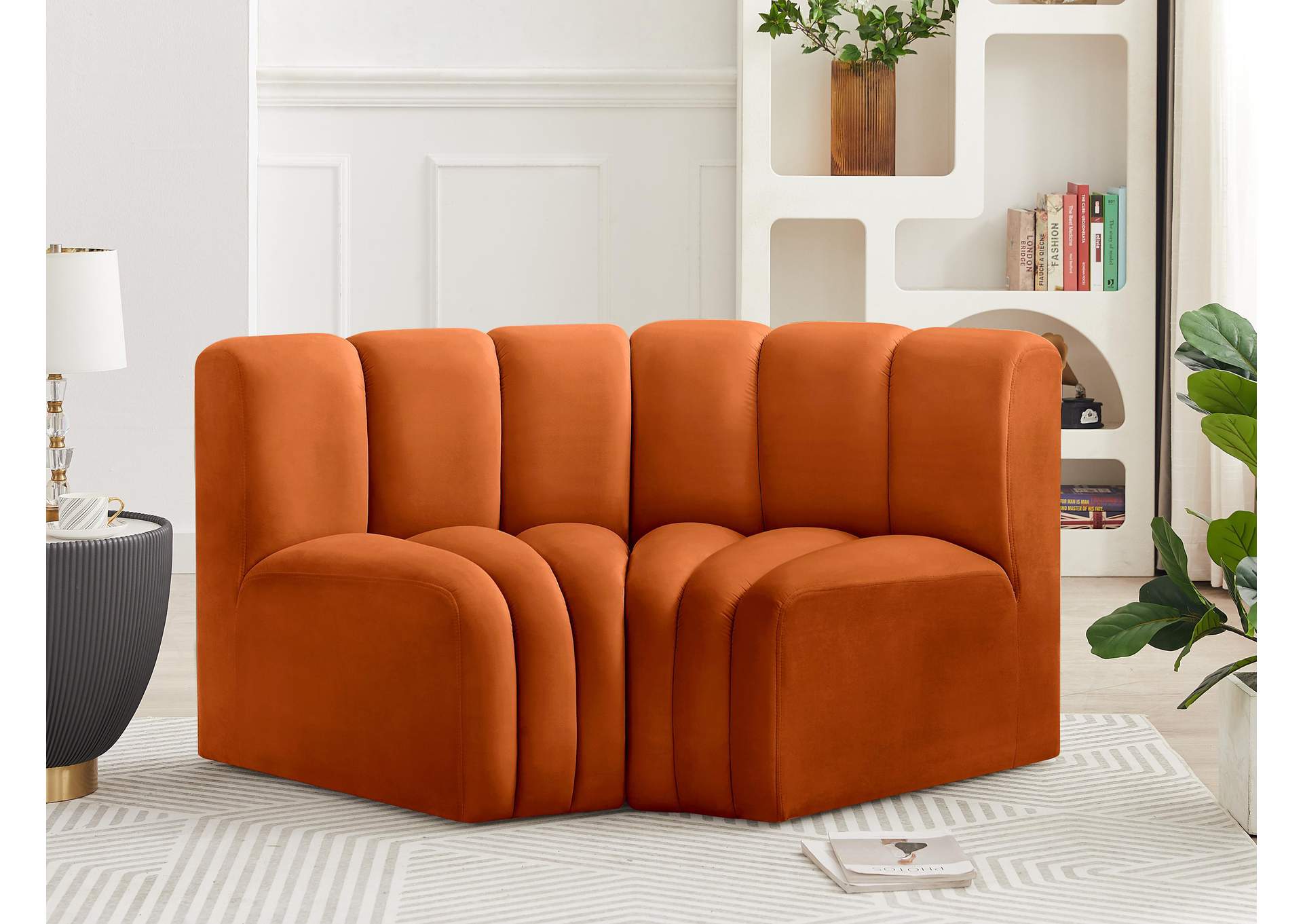 Arc Cognac Velvet Modular Sofa,Meridian Furniture