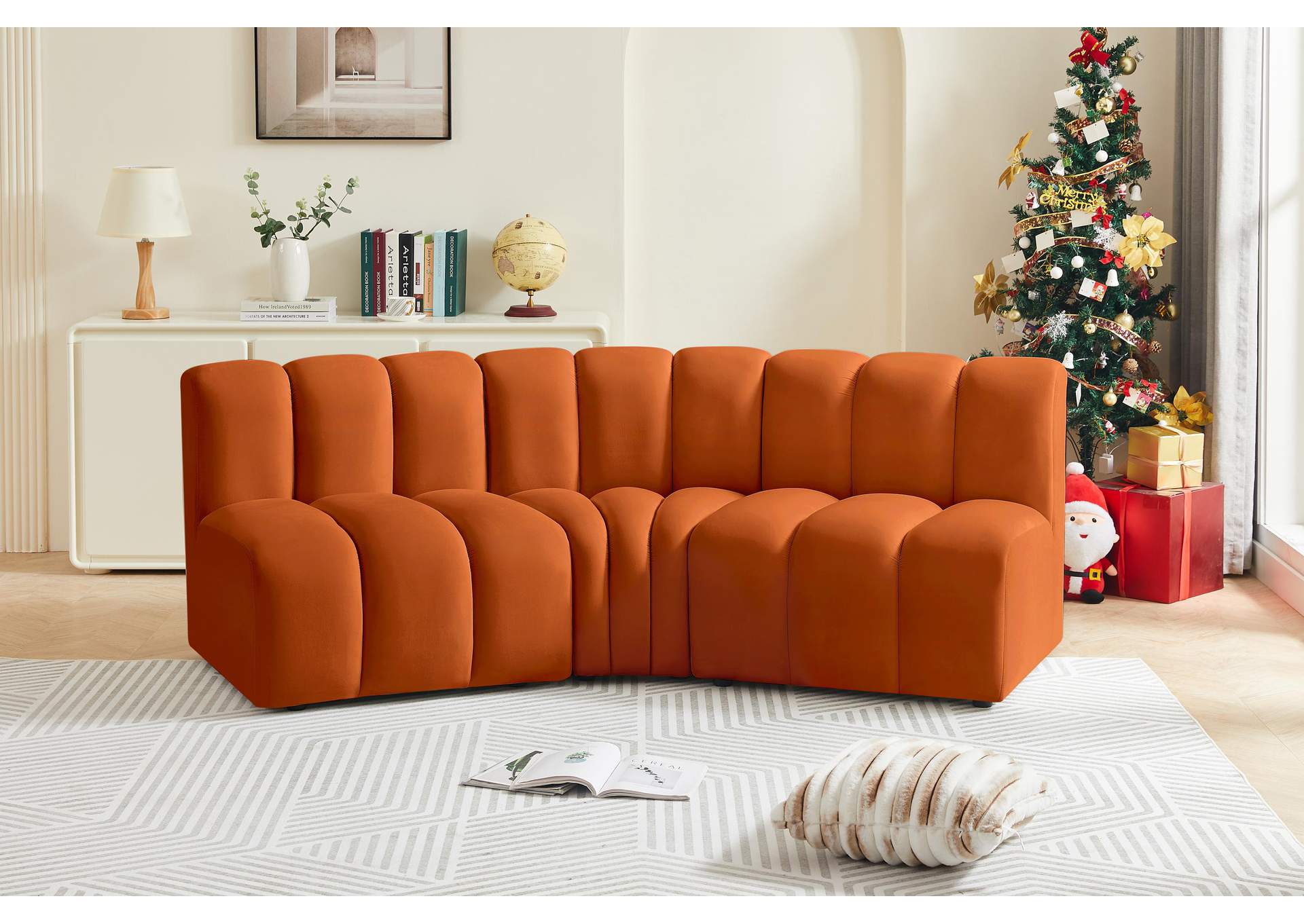 Arc Cognac Velvet Modular Sofa,Meridian Furniture