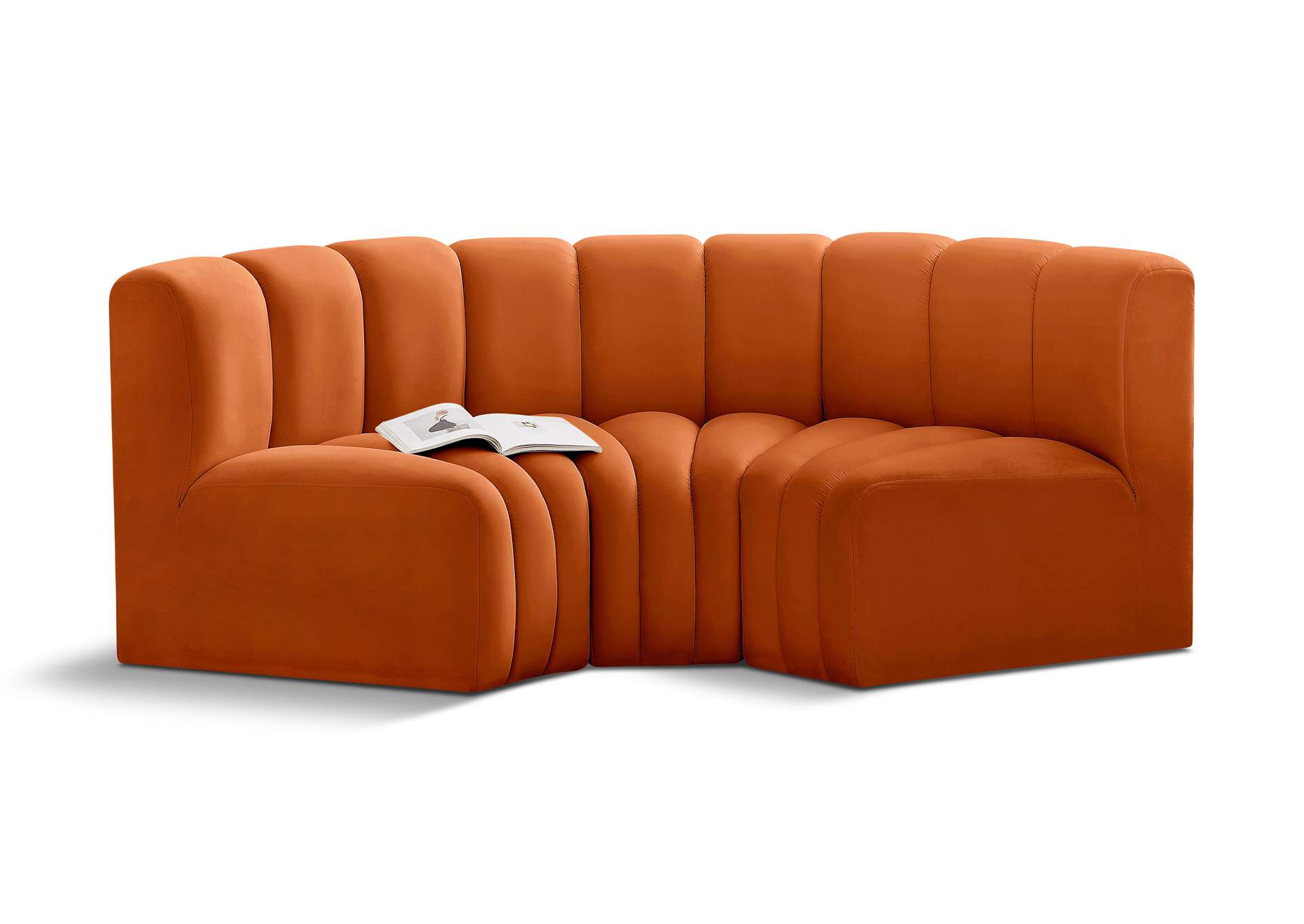 Arc Cognac Velvet Modular Sofa,Meridian Furniture