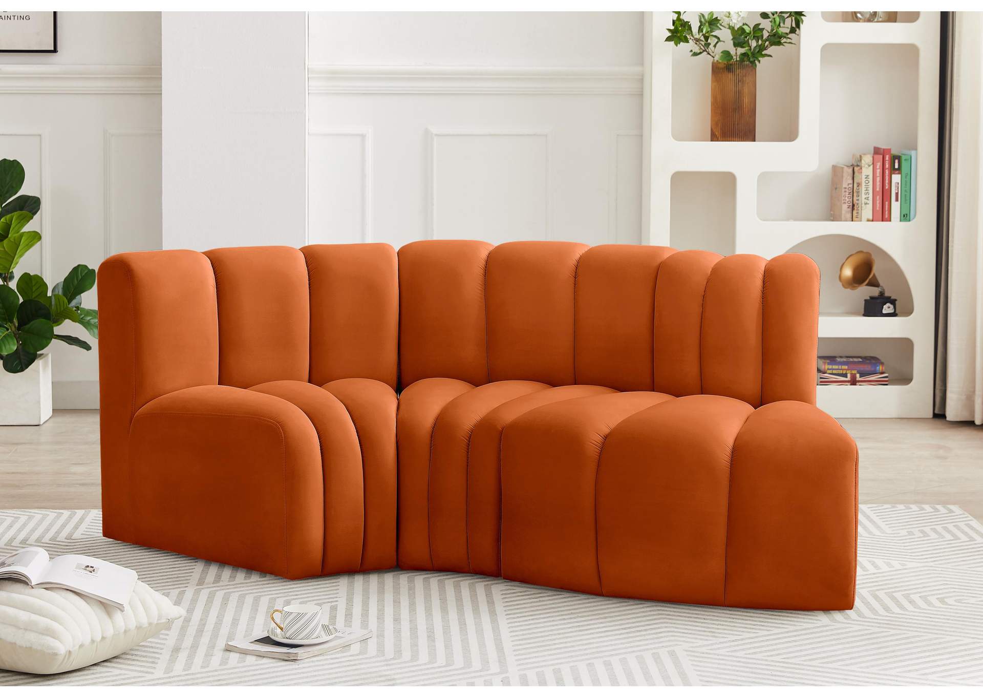 Arc Cognac Velvet Modular Sofa,Meridian Furniture