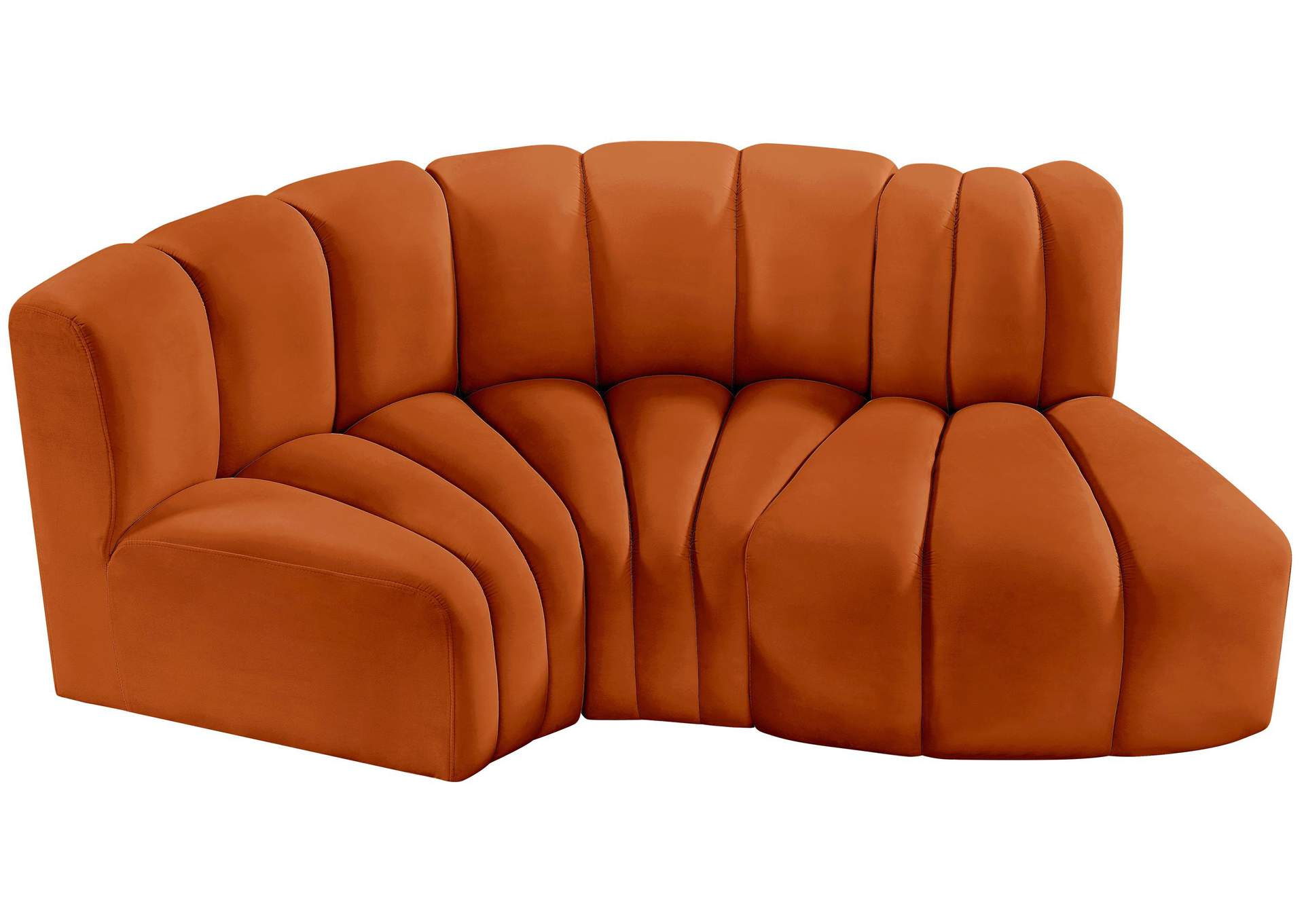 Arc Cognac Velvet Modular Sofa,Meridian Furniture