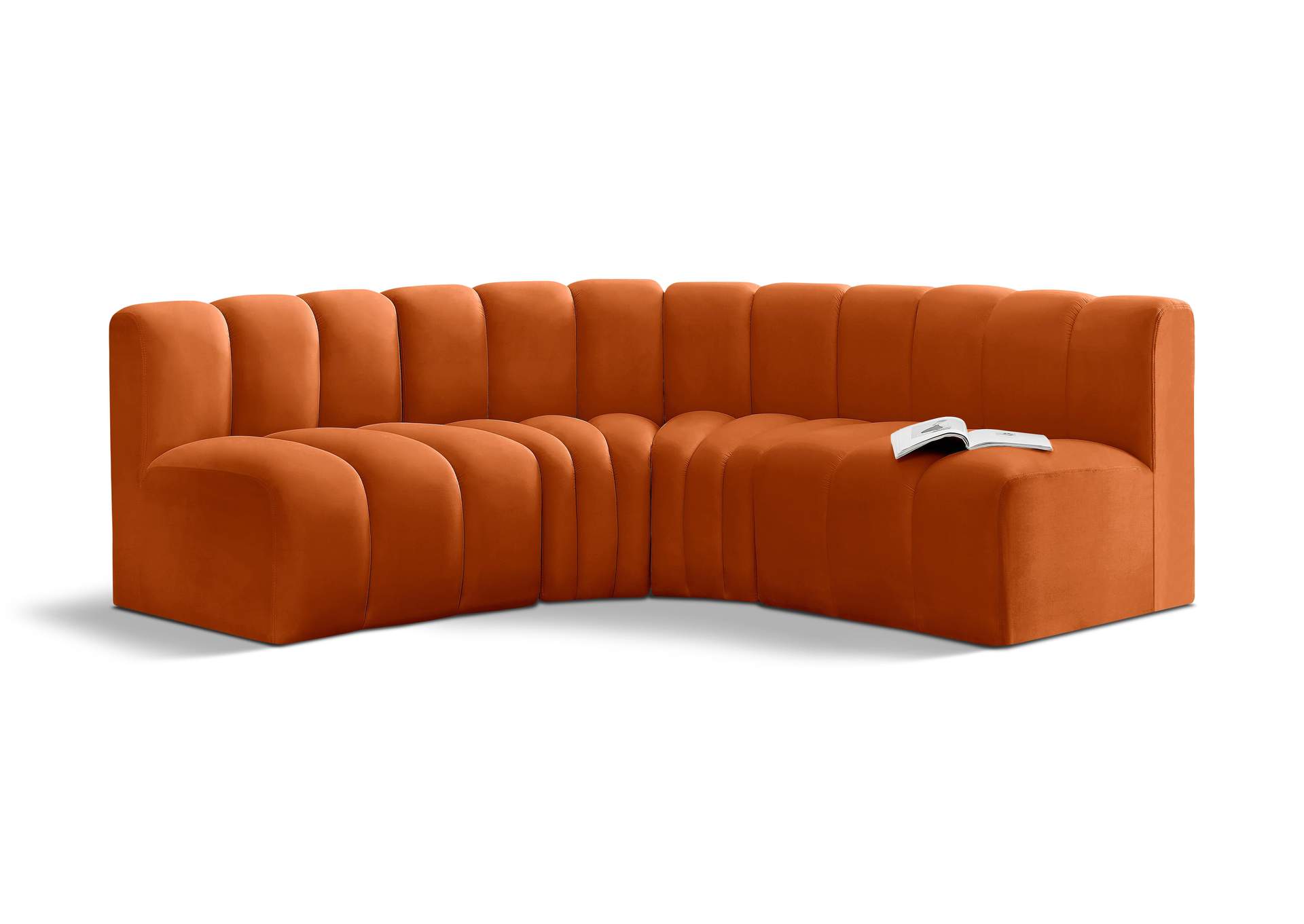 Arc Cognac Velvet Modular Sofa,Meridian Furniture