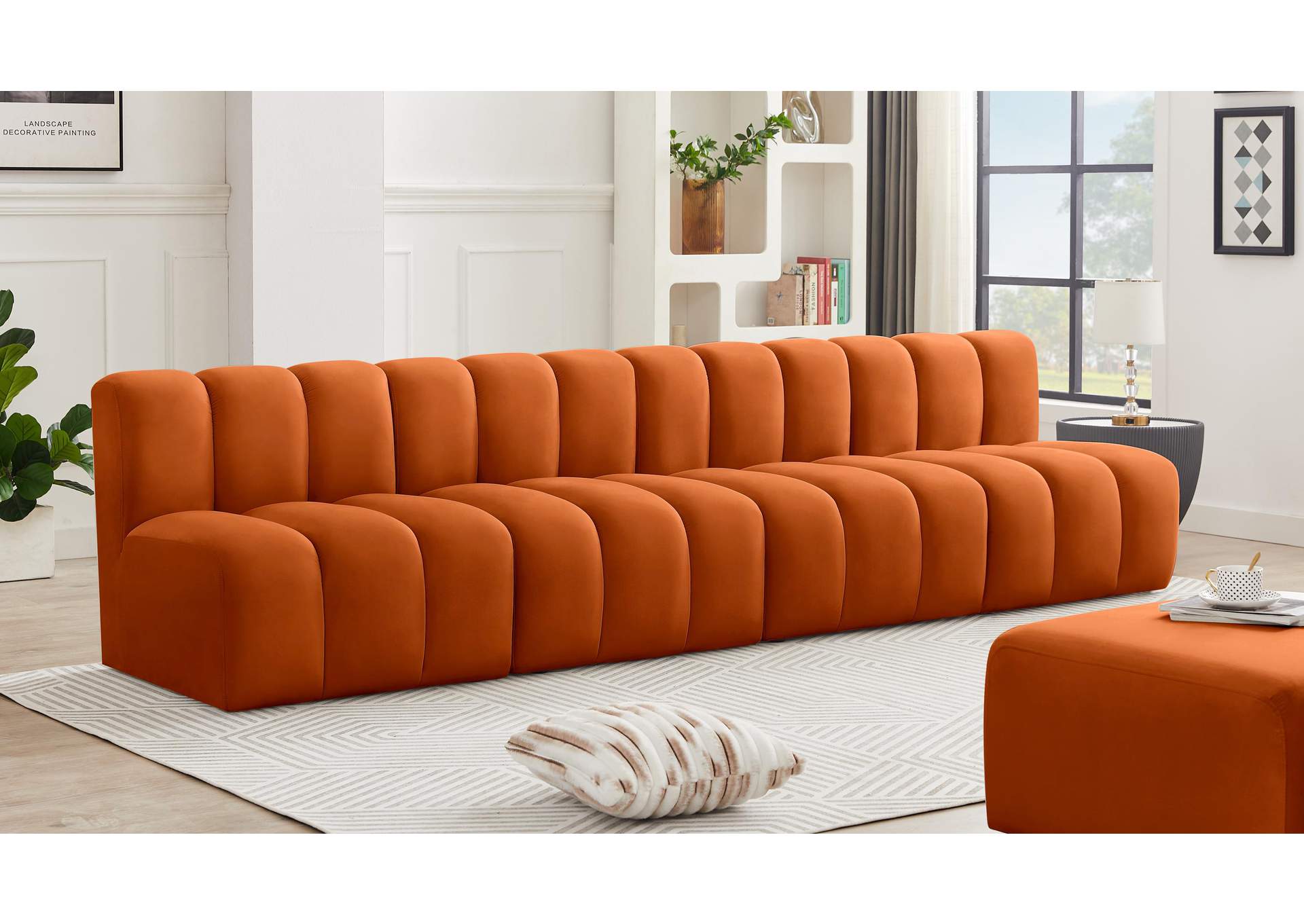 Arc Cognac Velvet Modular Sofa,Meridian Furniture