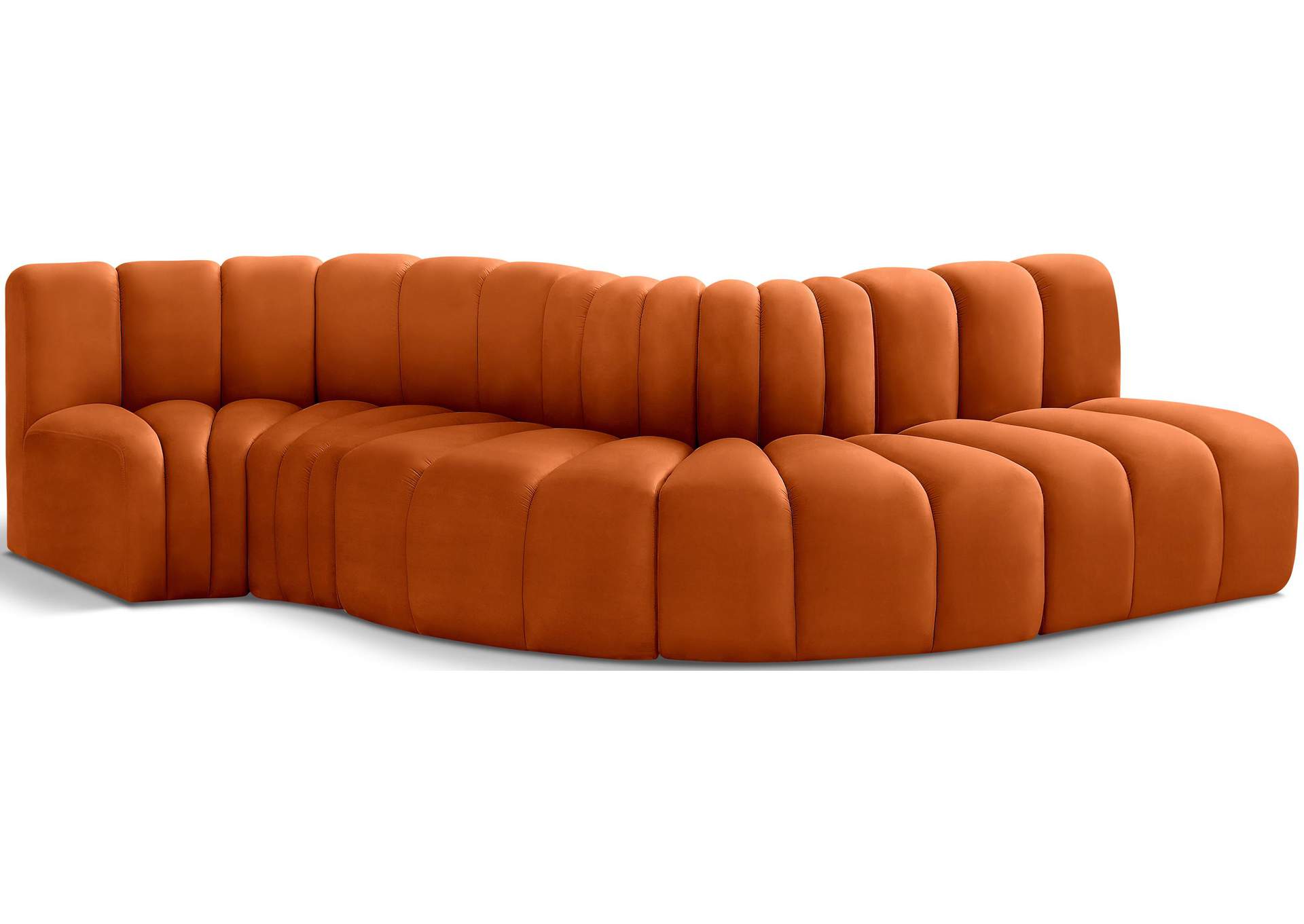 Arc Cognac Velvet Modular Sofa,Meridian Furniture