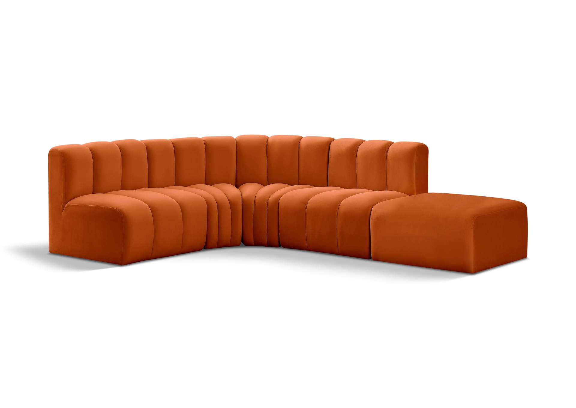 Arc Cognac Velvet Modular Sofa,Meridian Furniture