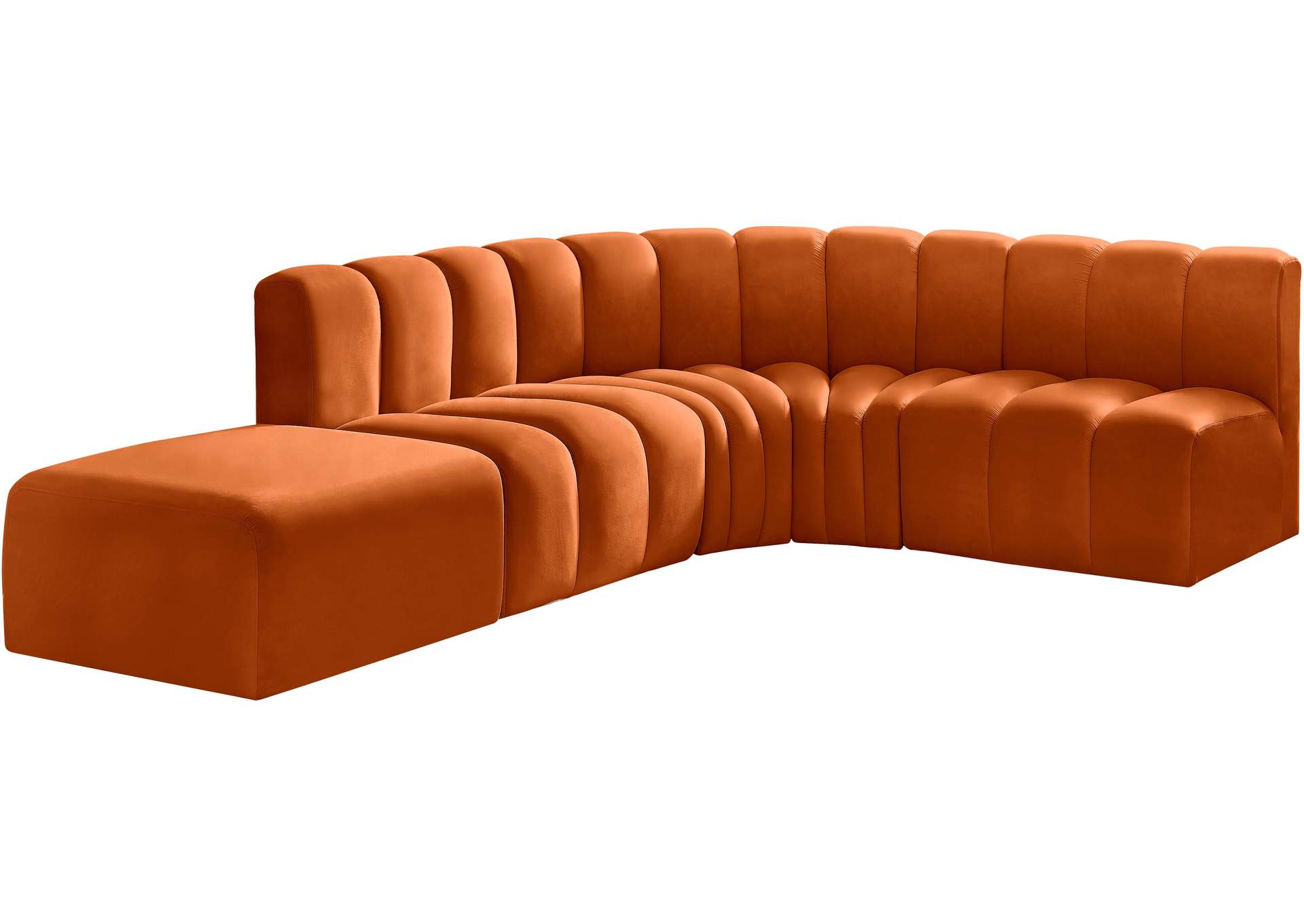 Arc Cognac Velvet Modular Sofa,Meridian Furniture