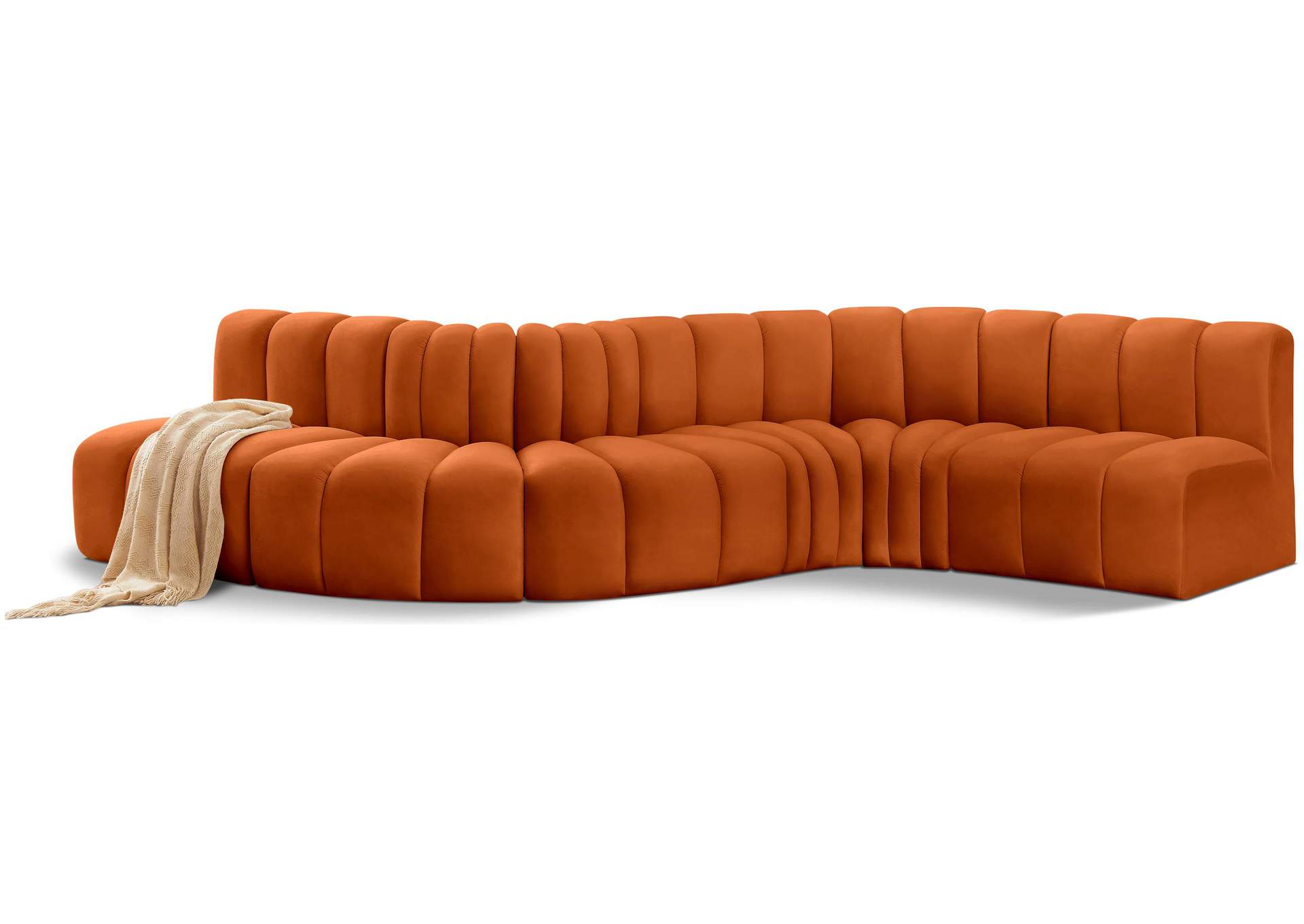 Arc Cognac Velvet Modular Sofa,Meridian Furniture