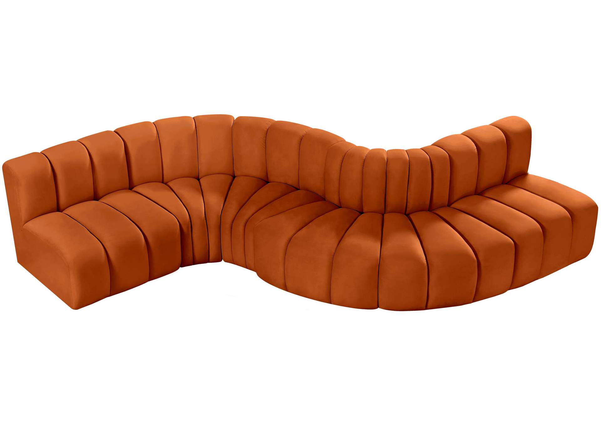 Arc Cognac Velvet Modular Sofa,Meridian Furniture