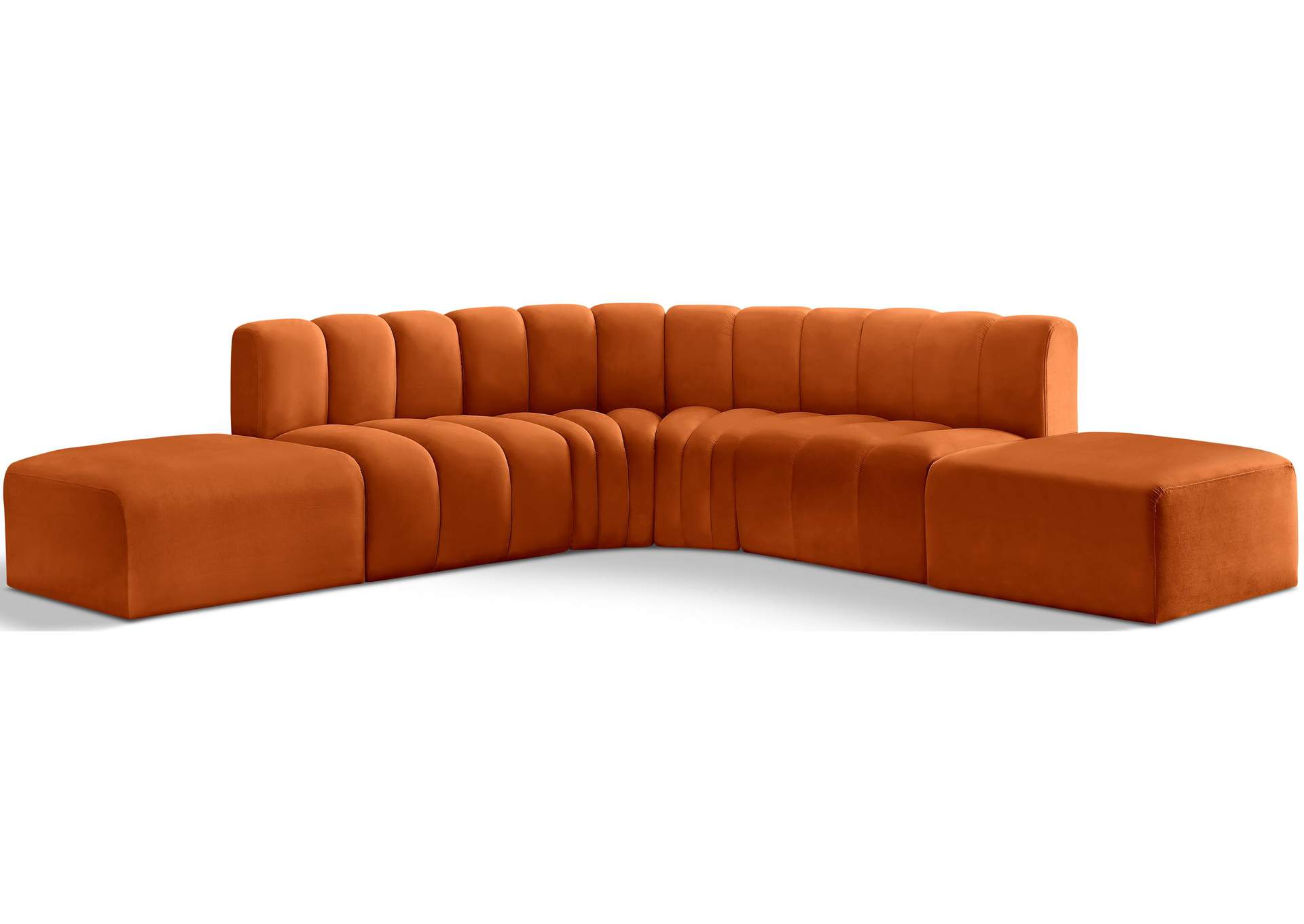 Arc Cognac Velvet Modular Sofa,Meridian Furniture