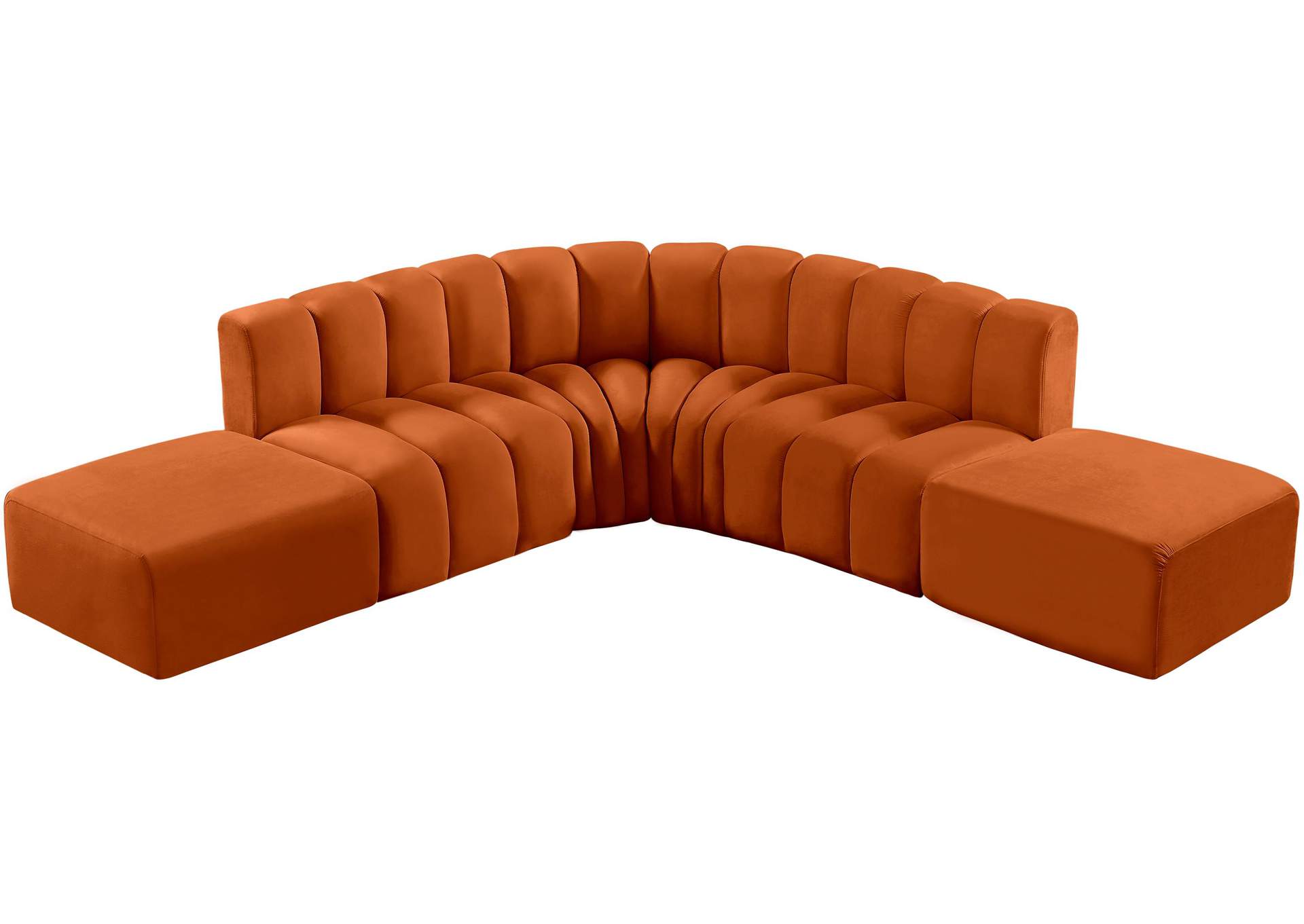 Arc Cognac Velvet Modular Sofa,Meridian Furniture