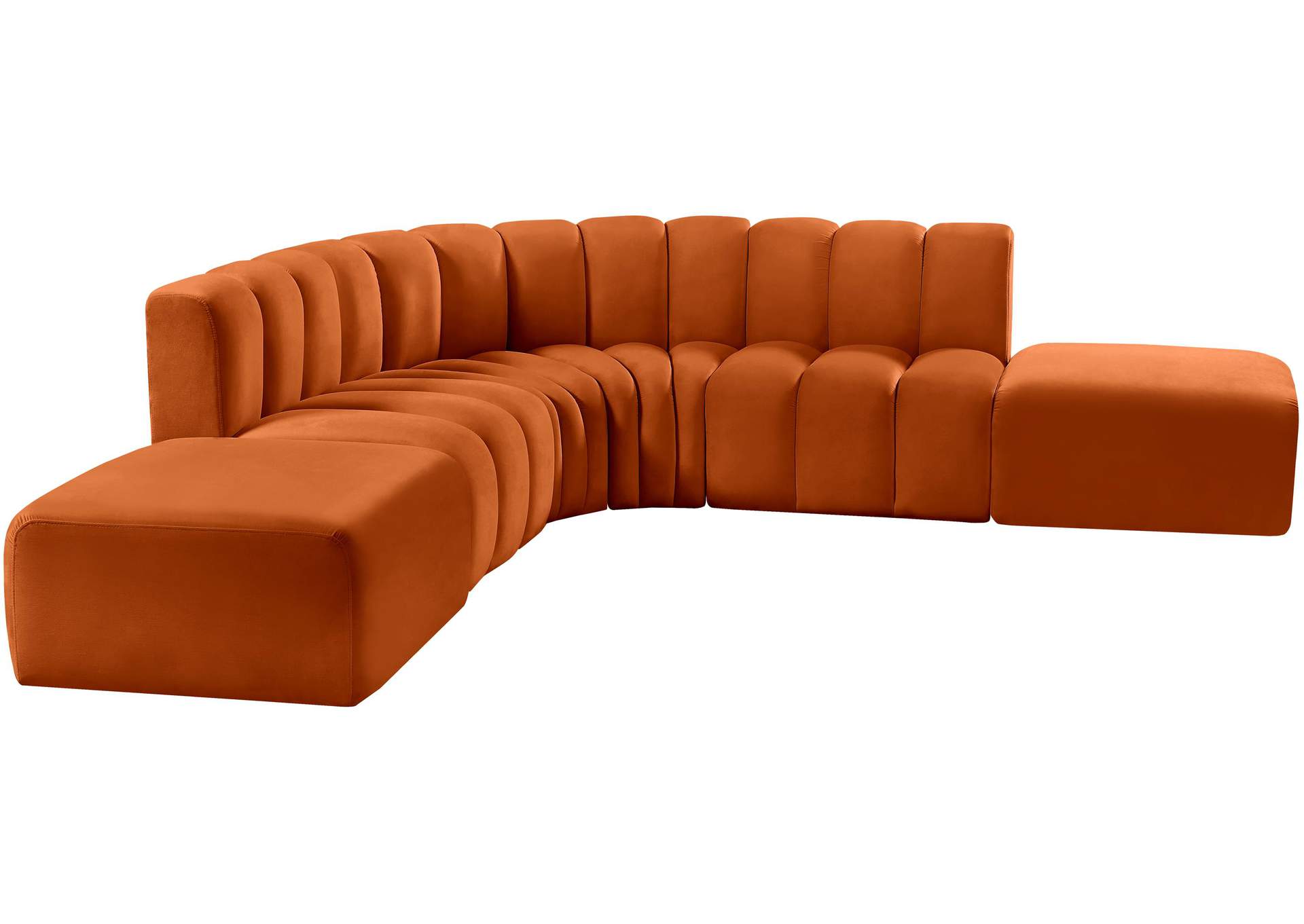 Arc Cognac Velvet Modular Sofa,Meridian Furniture