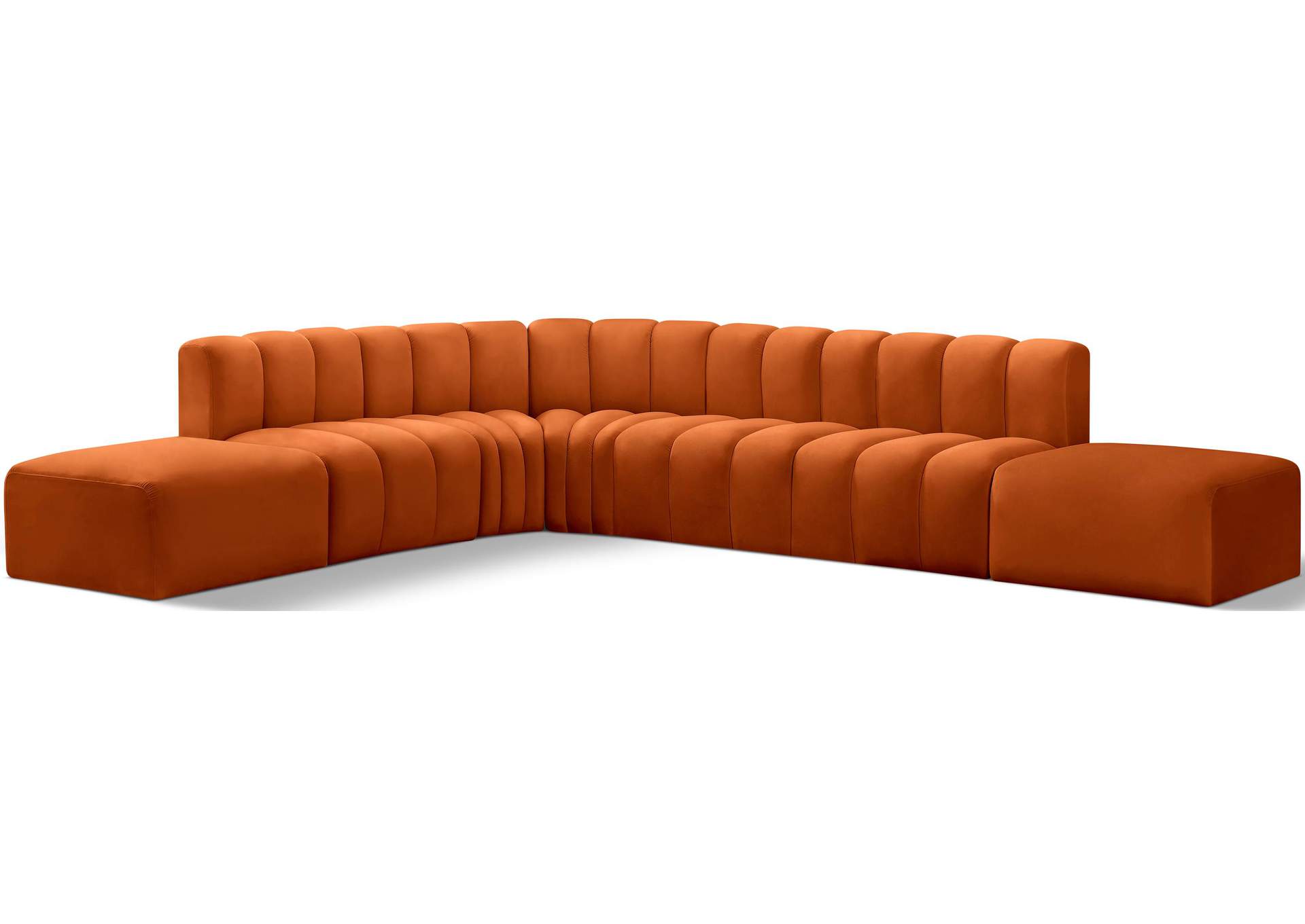 Arc Cognac Velvet Modular Sofa,Meridian Furniture