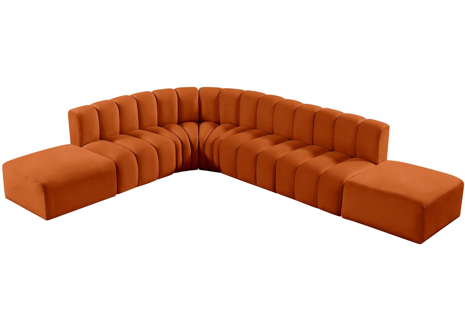 Arc Cognac Velvet Modular Sofa,Meridian Furniture