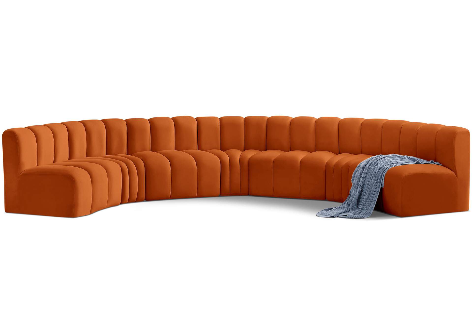 Arc Cognac Velvet Modular Sofa,Meridian Furniture