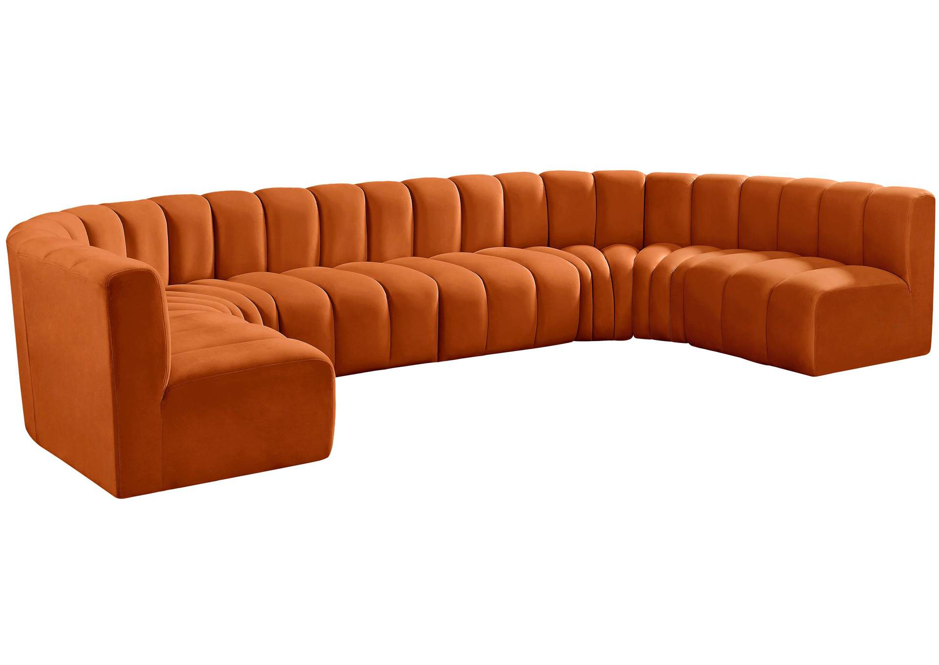 Arc Cognac Velvet Modular Sofa,Meridian Furniture