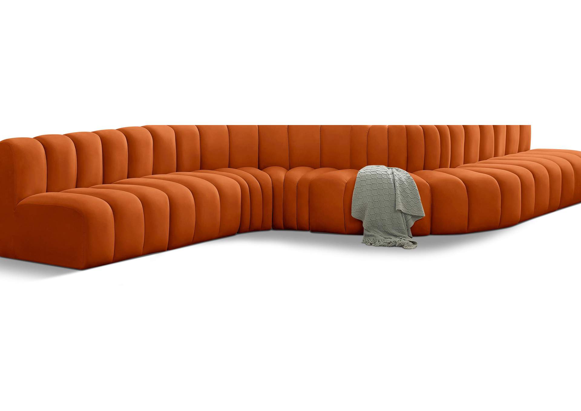 Arc Cognac Velvet Modular Sofa,Meridian Furniture