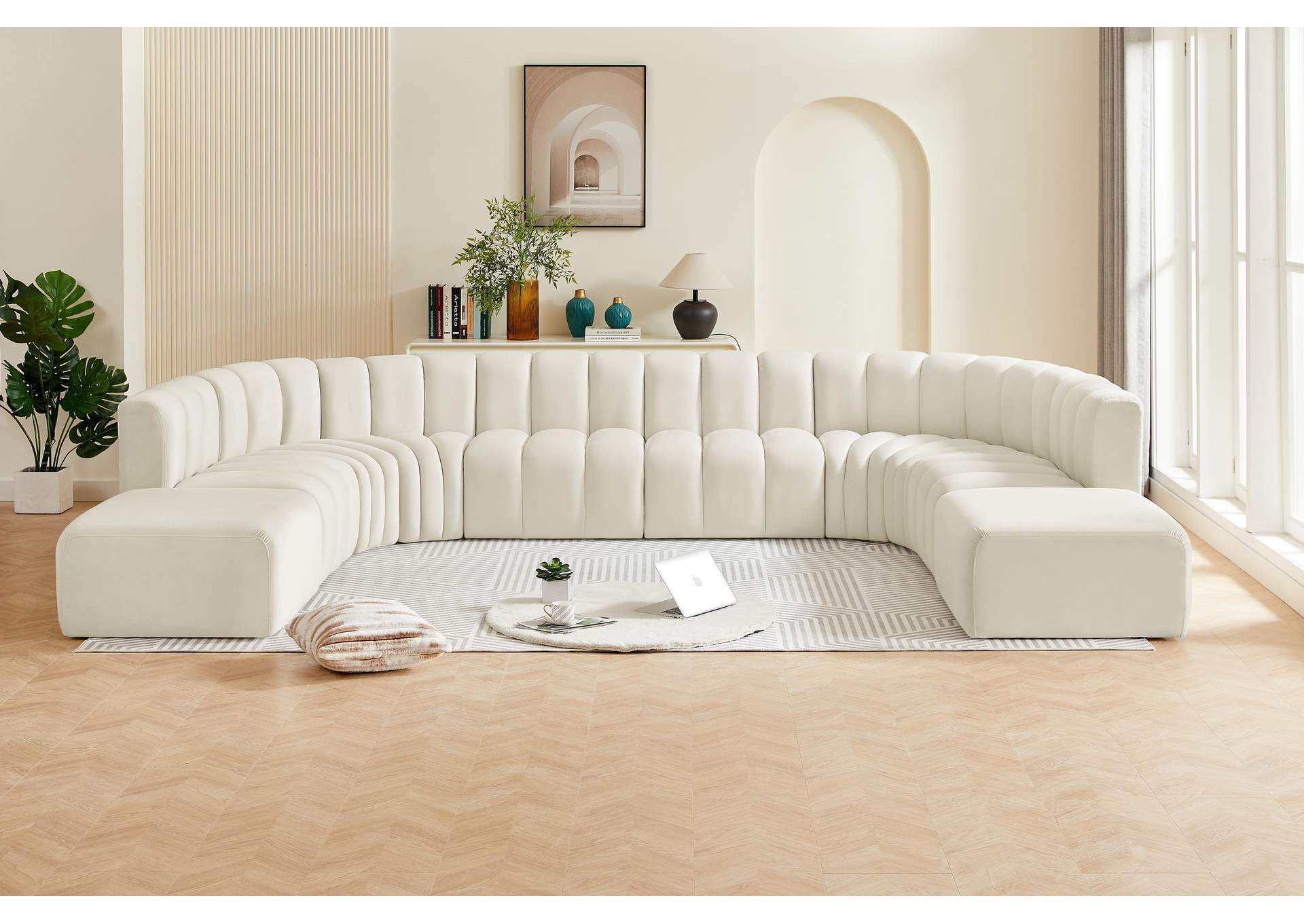 Arc Cream Velvet Modular Sofa,Meridian Furniture