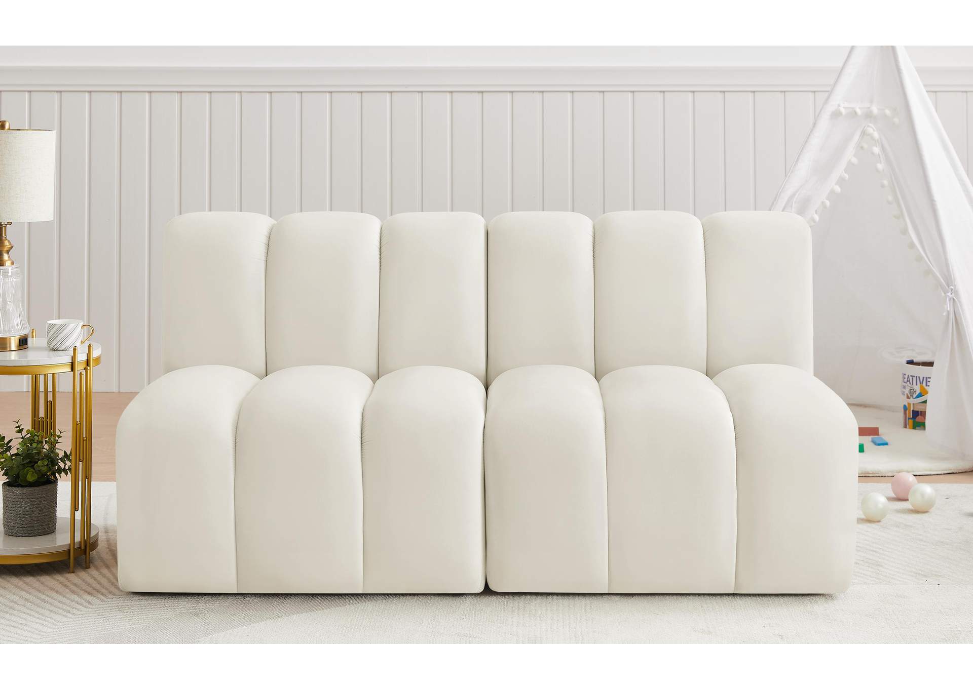 Arc Cream Velvet Modular Sofa,Meridian Furniture