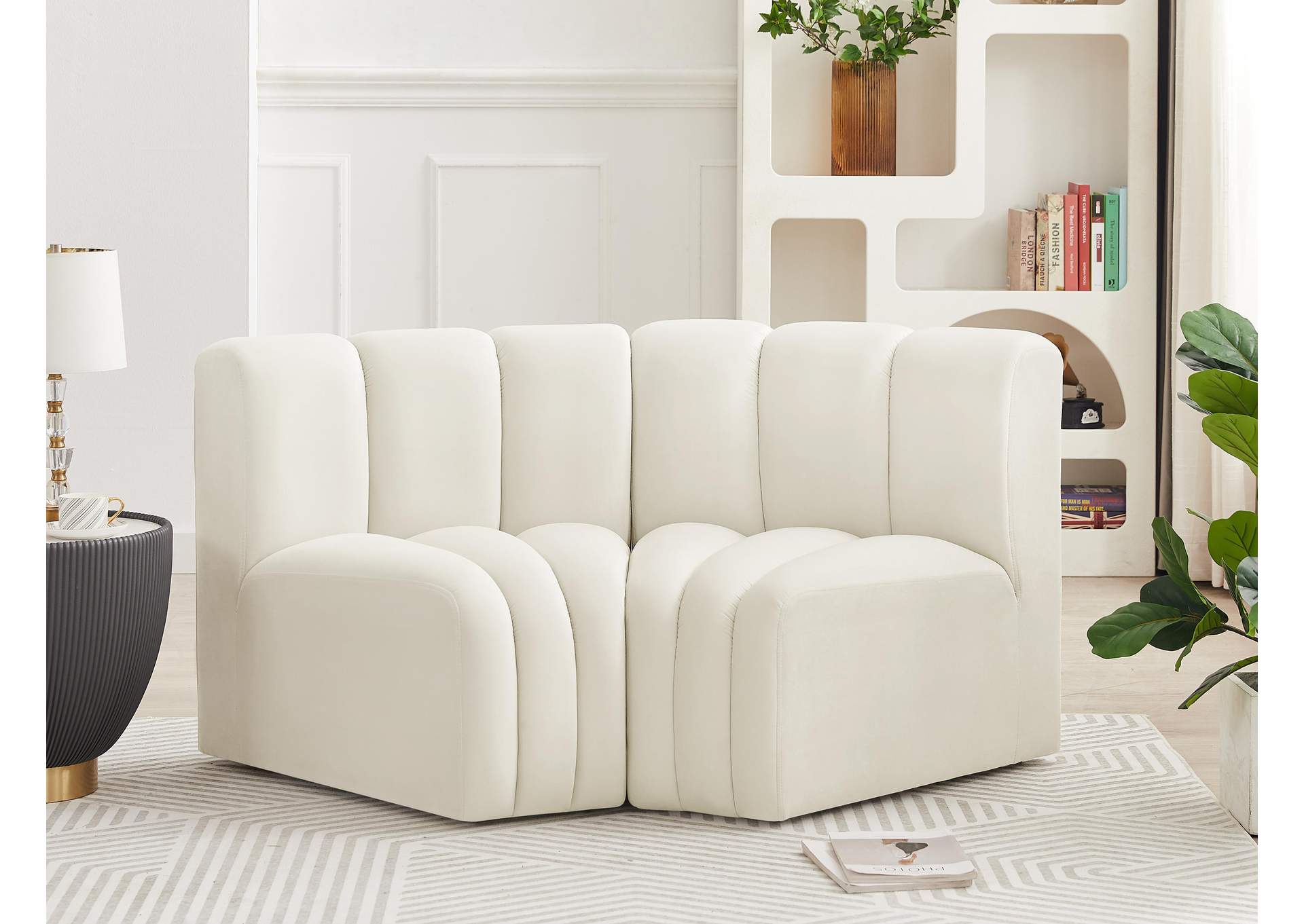 Arc Cream Velvet Modular Sofa,Meridian Furniture