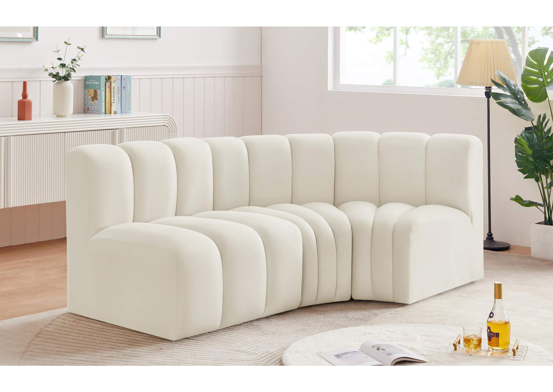 Arc Cream Velvet Modular Sofa,Meridian Furniture