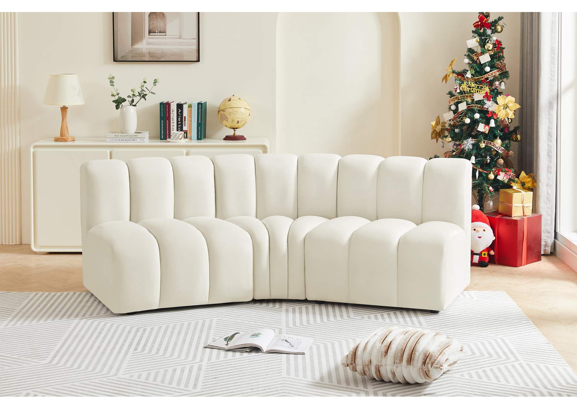 Arc Cream Velvet Modular Sofa,Meridian Furniture