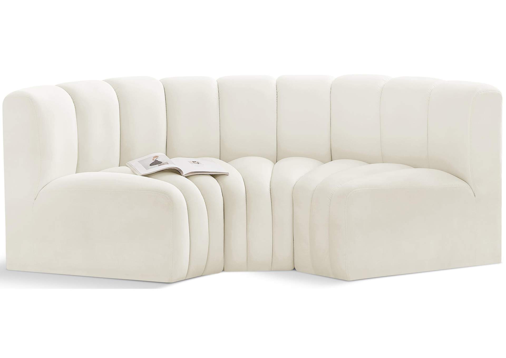 Arc Cream Velvet Modular Sofa,Meridian Furniture