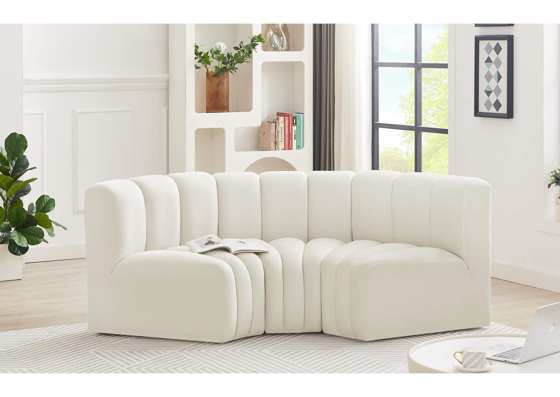 Arc Cream Velvet Modular Sofa,Meridian Furniture