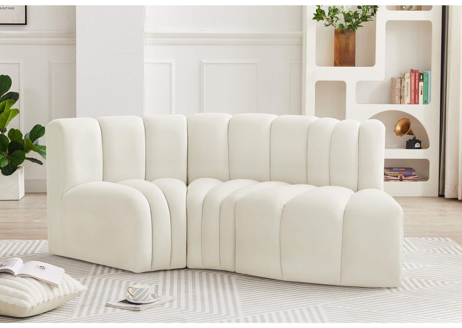 Arc Cream Velvet Modular Sofa,Meridian Furniture