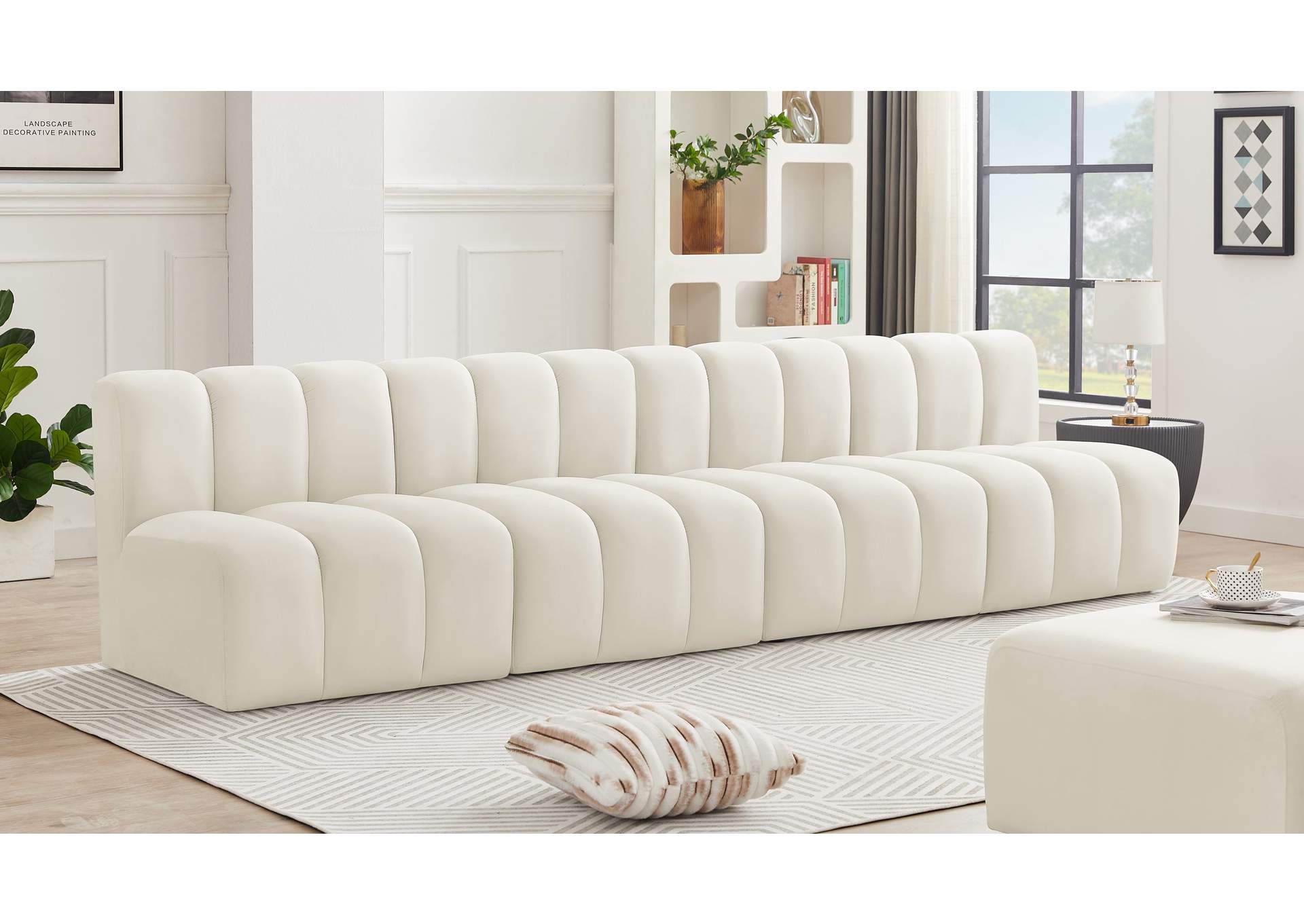 Arc Cream Velvet Modular Sofa,Meridian Furniture