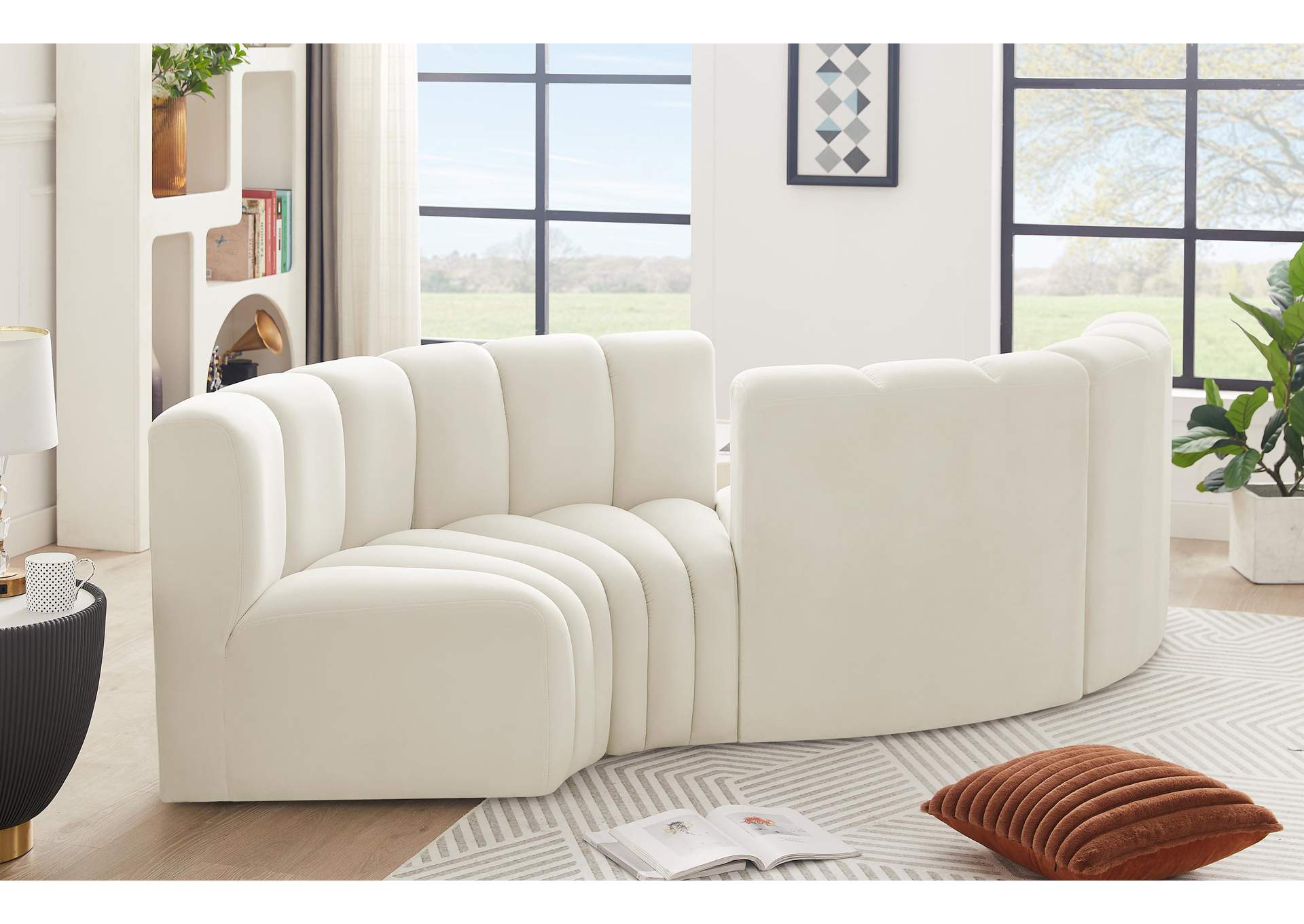 Arc Cream Velvet Modular Sofa,Meridian Furniture